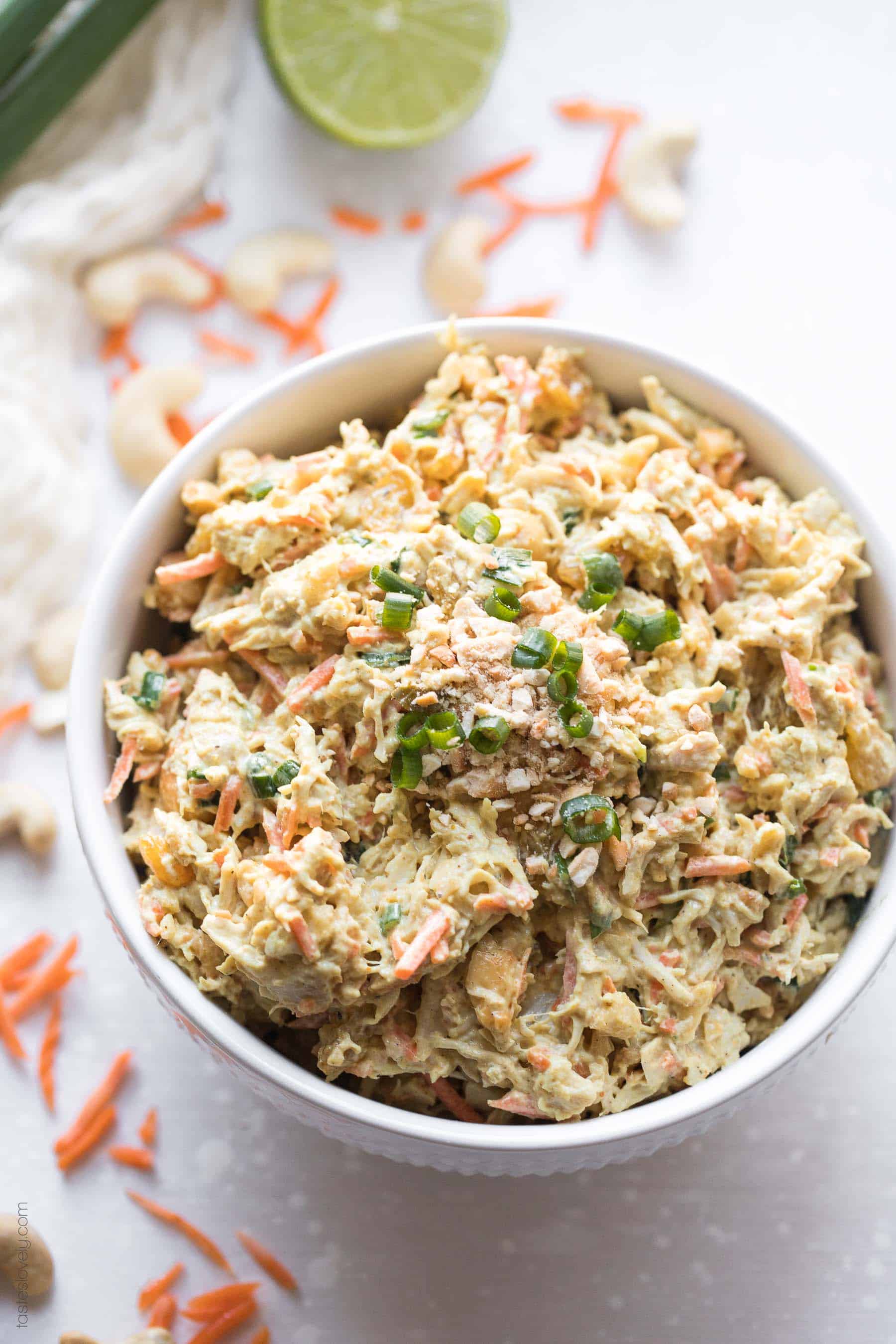 Curried Chicken Salad with Cashews (Paleo, Whole30, Gluten Free, Dairy Free, Refined Sugar Free)