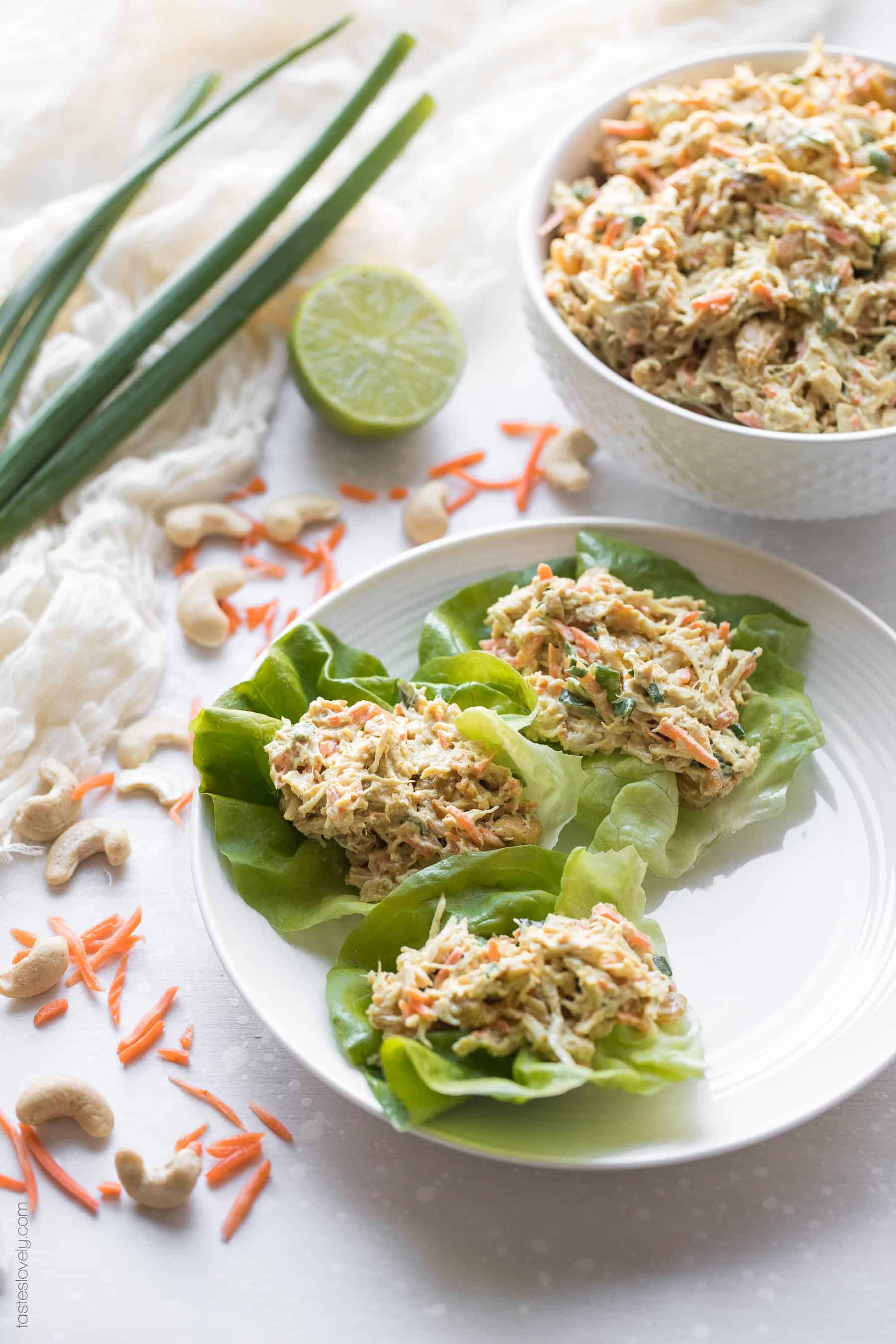 Curried Chicken Salad with Cashews (Paleo, Whole30, Gluten Free, Dairy Free, Refined Sugar Free)