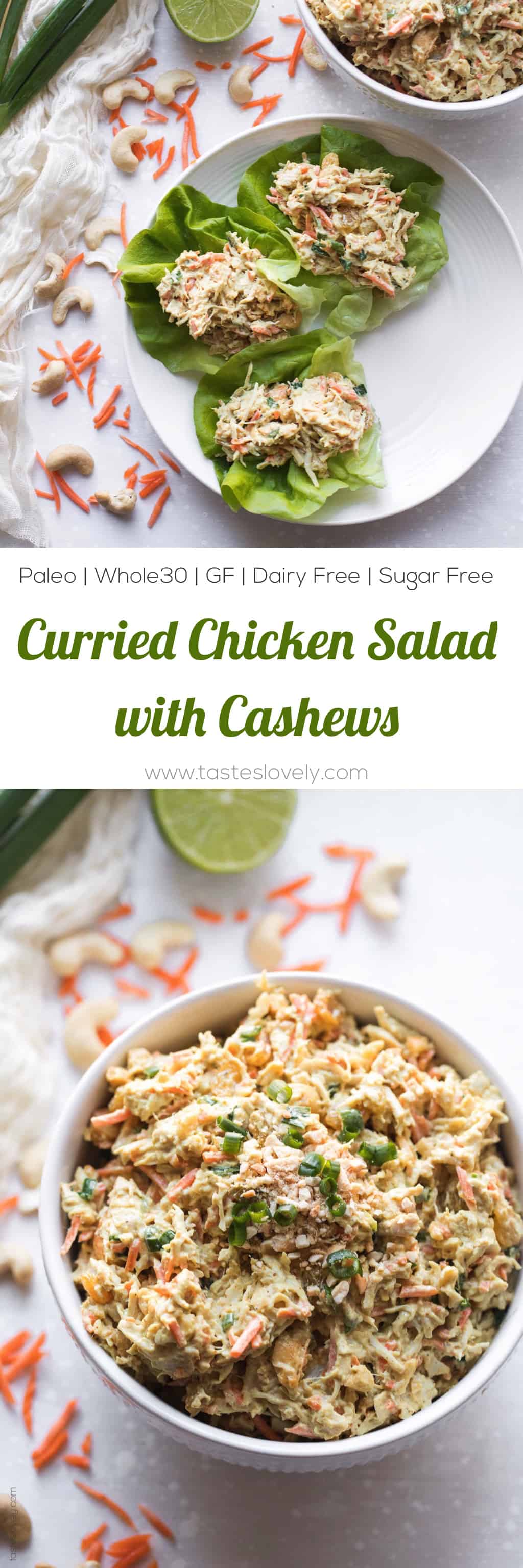 Curried Chicken Salad with Cashews (Paleo, Whole30, Gluten Free, Dairy Free, Refined Sugar Free)