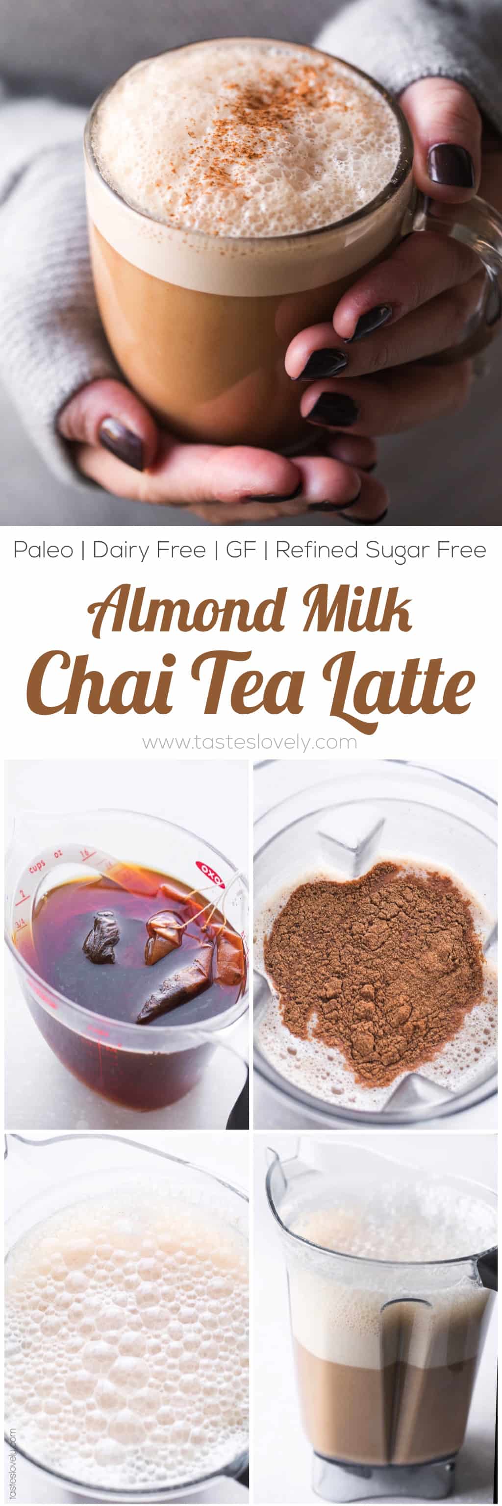 Paleo Almond Milk Chai Tea Latte (Dairy Free). Made in your blender!