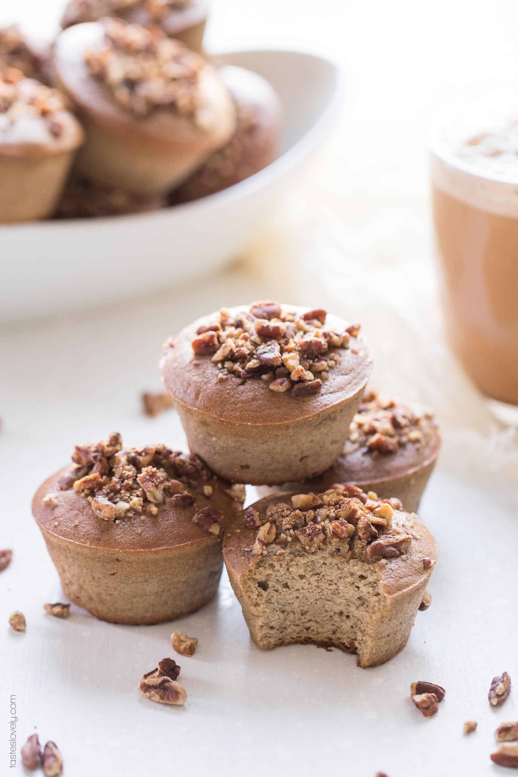 paleo chai muffins stacked on top of each other