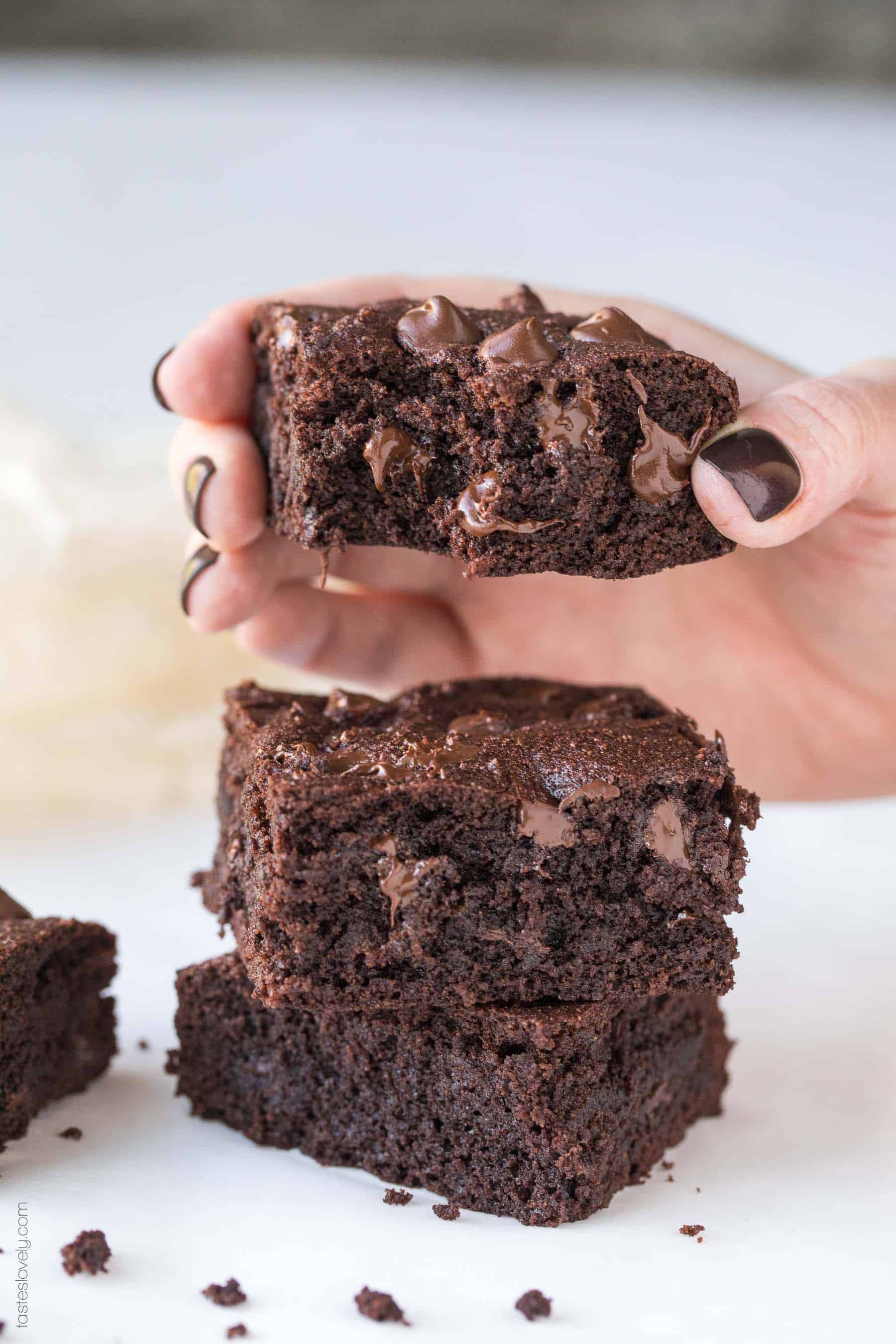 a close up of dairy free and gluten free brownies