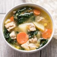 Paleo & Whole30 Potato, Leek & Chicken Soup with Kale