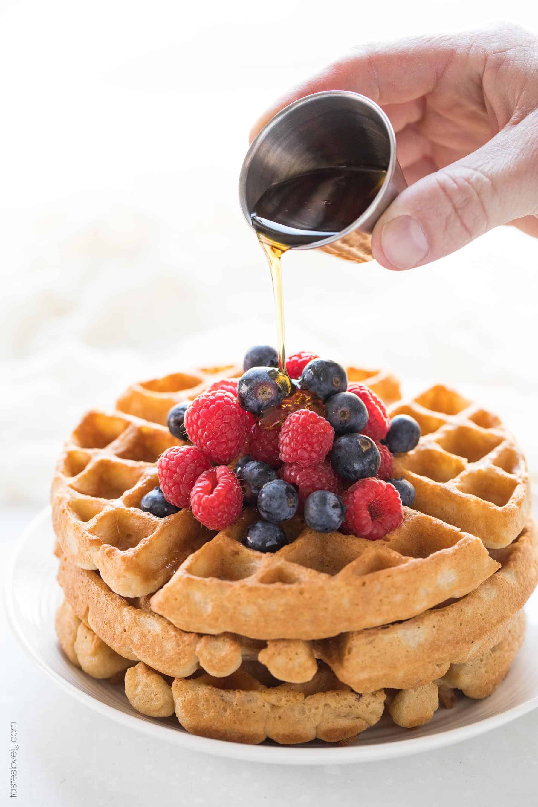 Crispy Paleo Waffles - the most delicious and crispy waffle recipe ever! You'd never guess these were paleo, gluten free, dairy free and refined sugar free!