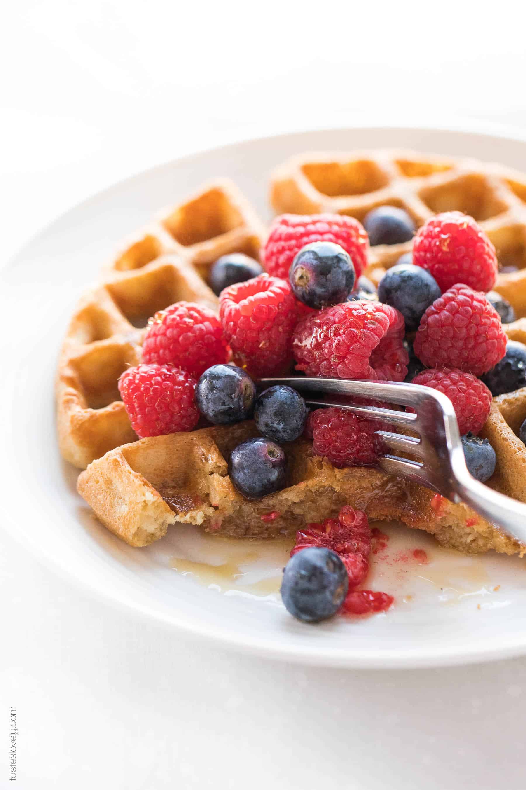 Crispy Paleo Waffles - the most delicious and crispy waffle recipe ever! You'd never guess these were paleo, gluten free, dairy free and refined sugar free!