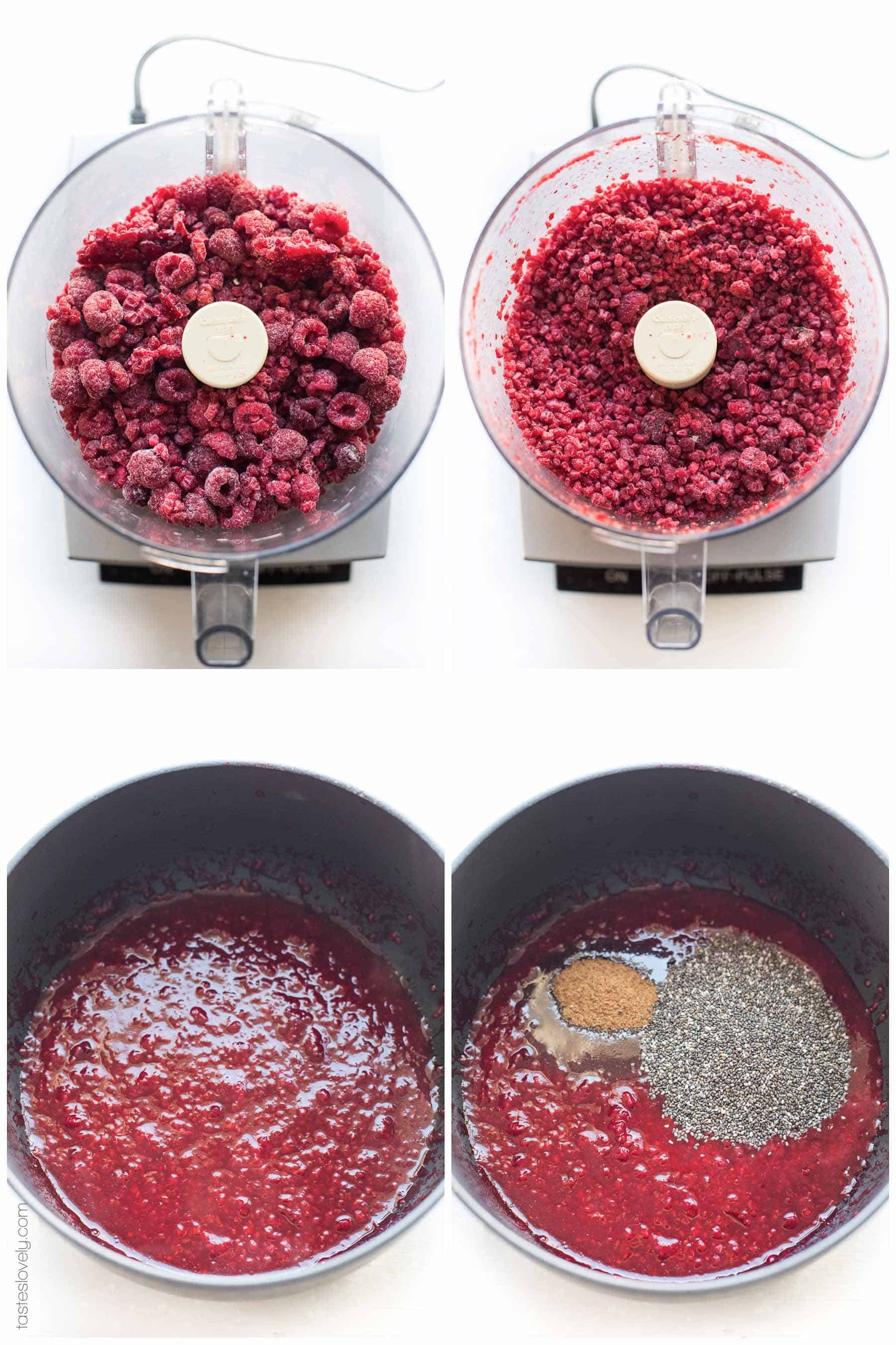 Paleo Chia Seed Jam with Frozen Berries - use any frozen berry! Sweetened with coconut sugar and freezer friendly.