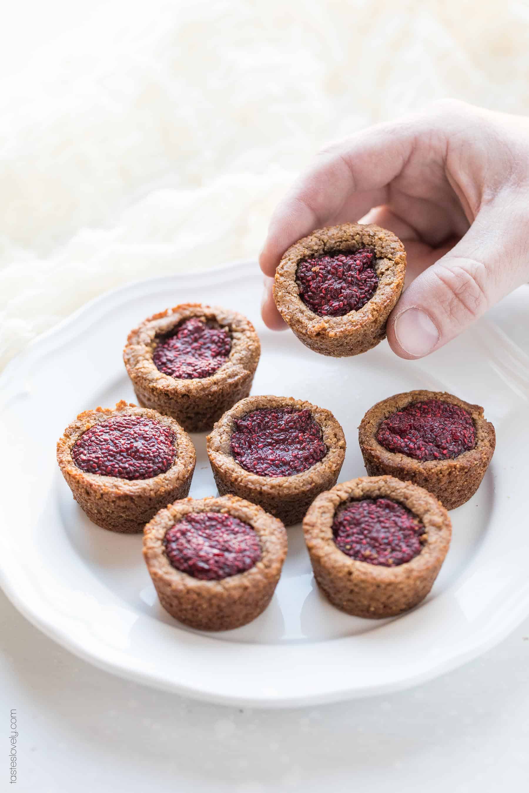 Paleo Almond Butter and Chia Jam Cookie Cups - a gluten free, dairy free and refined sugar free cookie recipe