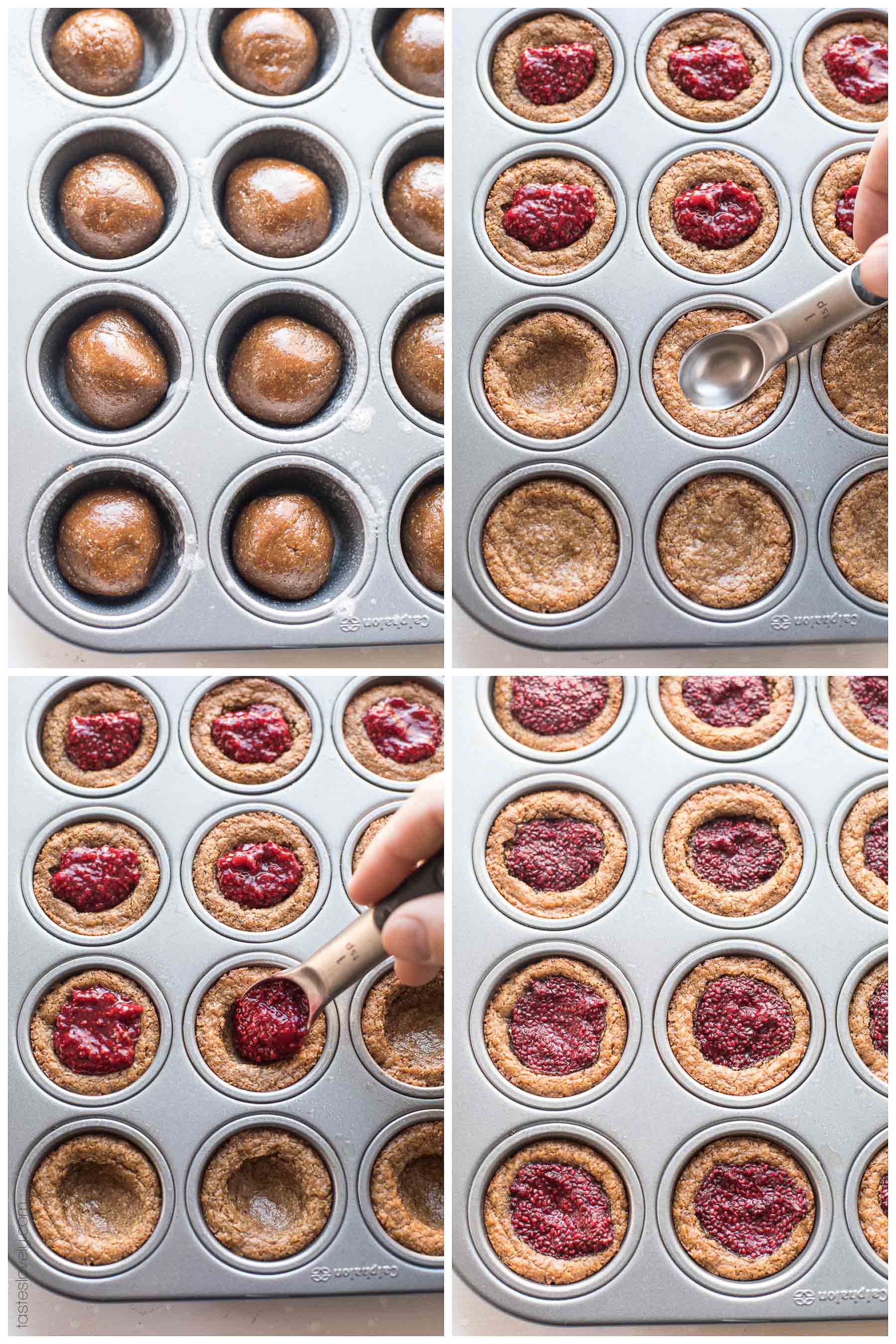 Paleo Almond Butter and Chia Jam Cookie Cups - a gluten free, dairy free and refined sugar free cookie recipe