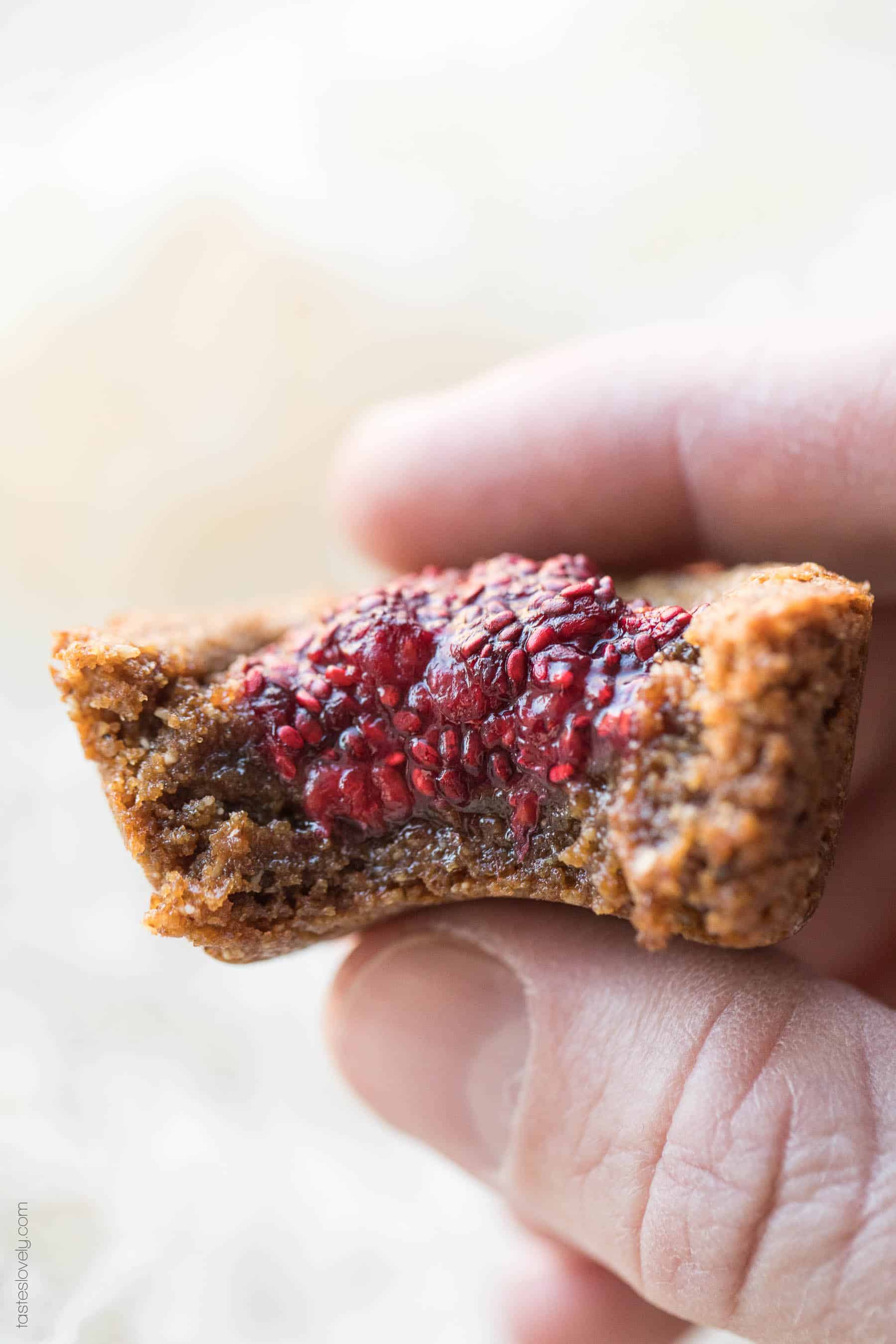 Paleo Almond Butter and Chia Jam Cookie Cups - a gluten free, dairy free and refined sugar free cookie recipe