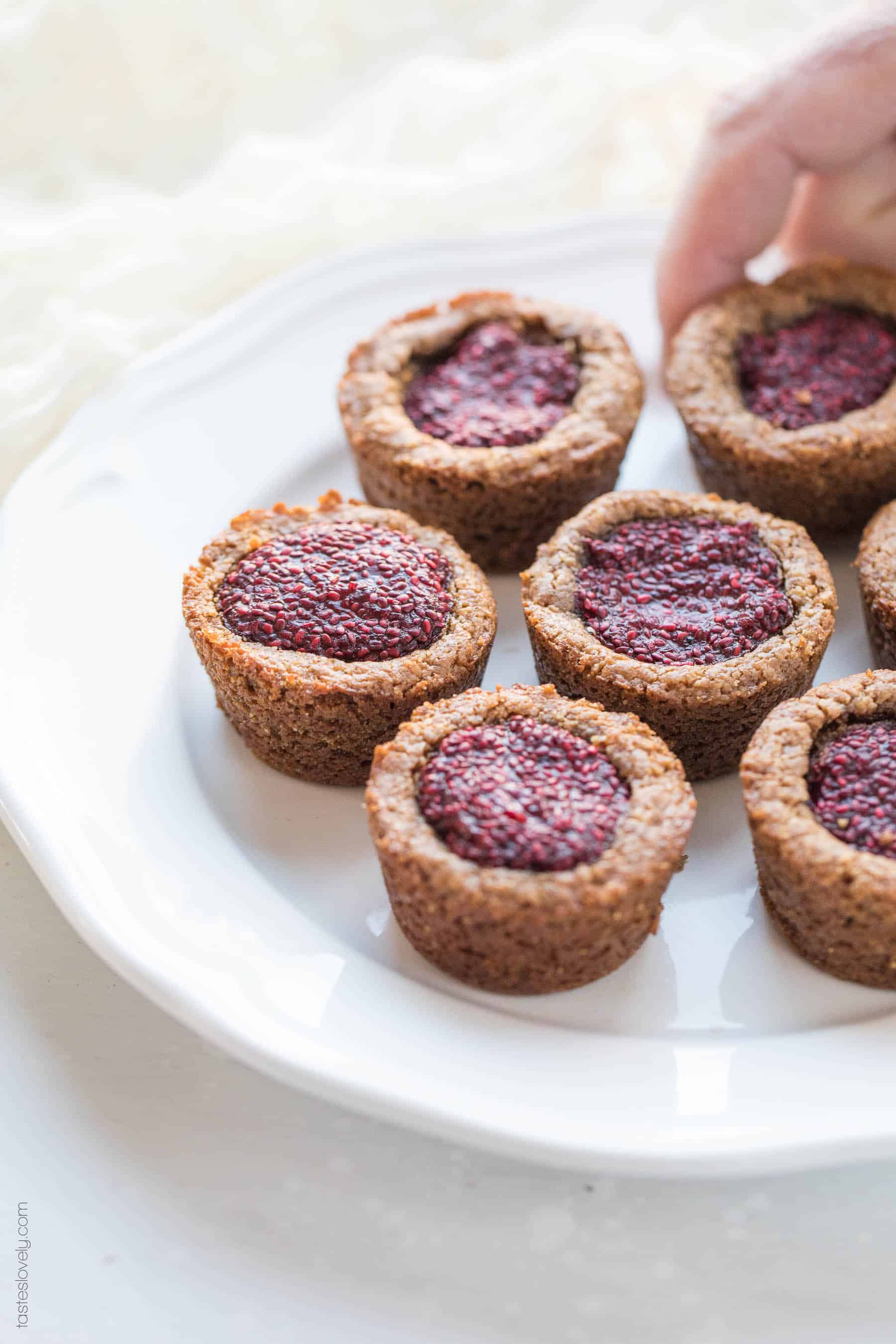 Paleo Almond Butter and Chia Jam Cookie Cups - a gluten free, dairy free and refined sugar free cookie recipe