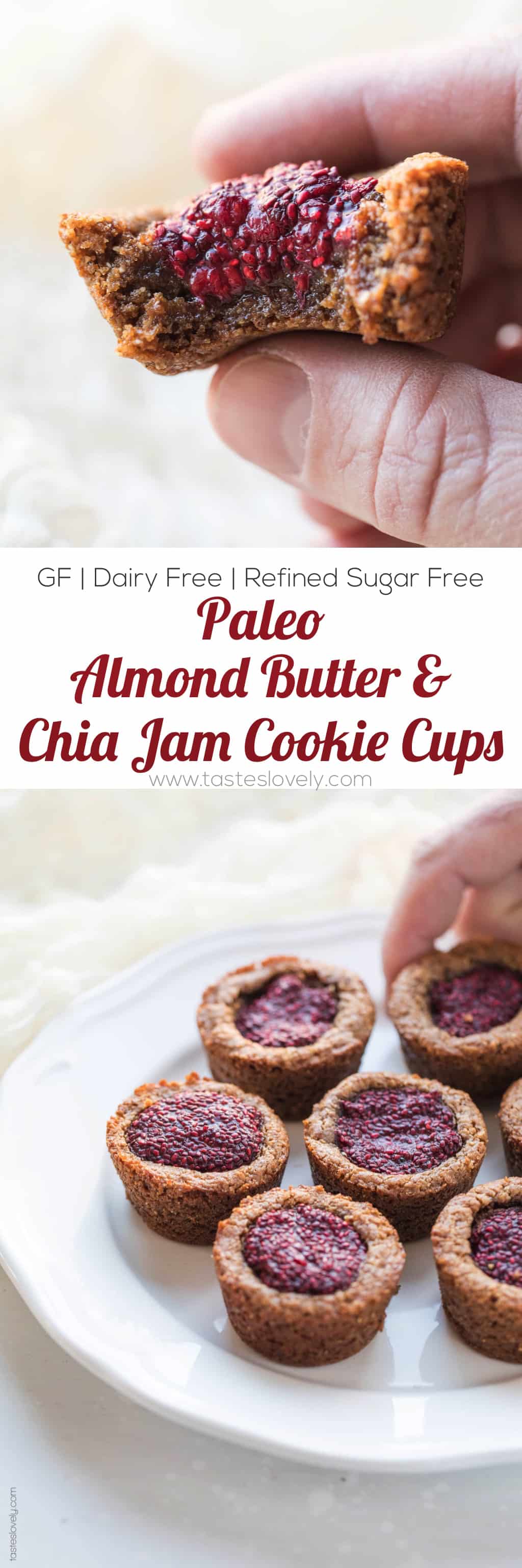 Paleo Almond Butter and Chia Jam Cookie Cups - a gluten free, dairy free and refined sugar free cookie recipe