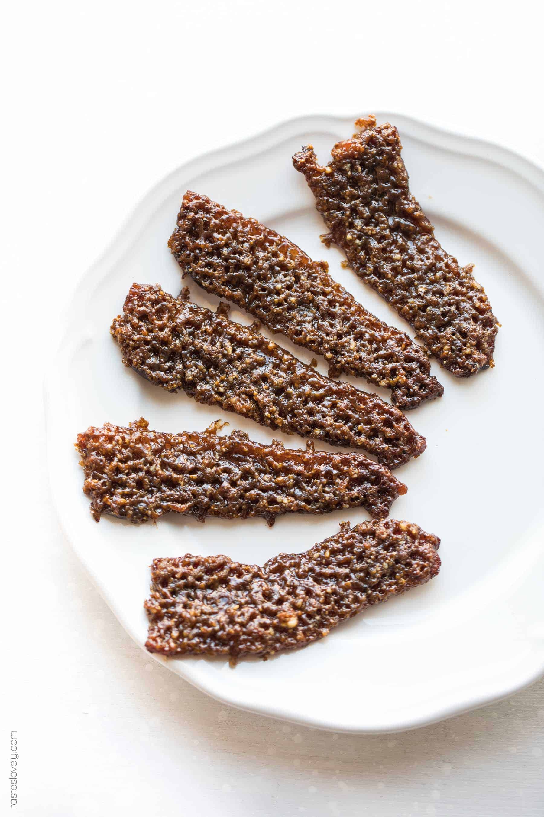 Paleo Pecan Candied Bacon - a salty + sweet brunch side or appetizer recipe (gluten free, dairy free, refined sugar free)