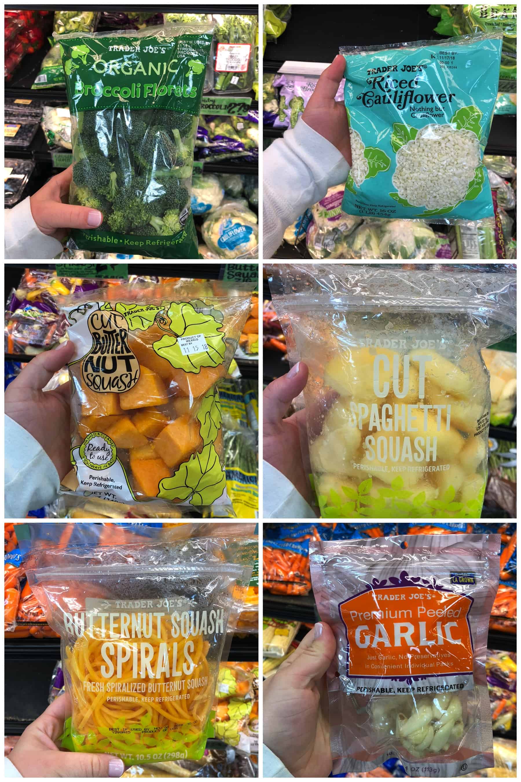 easy, already cut produce in bags at Trader Joe's 