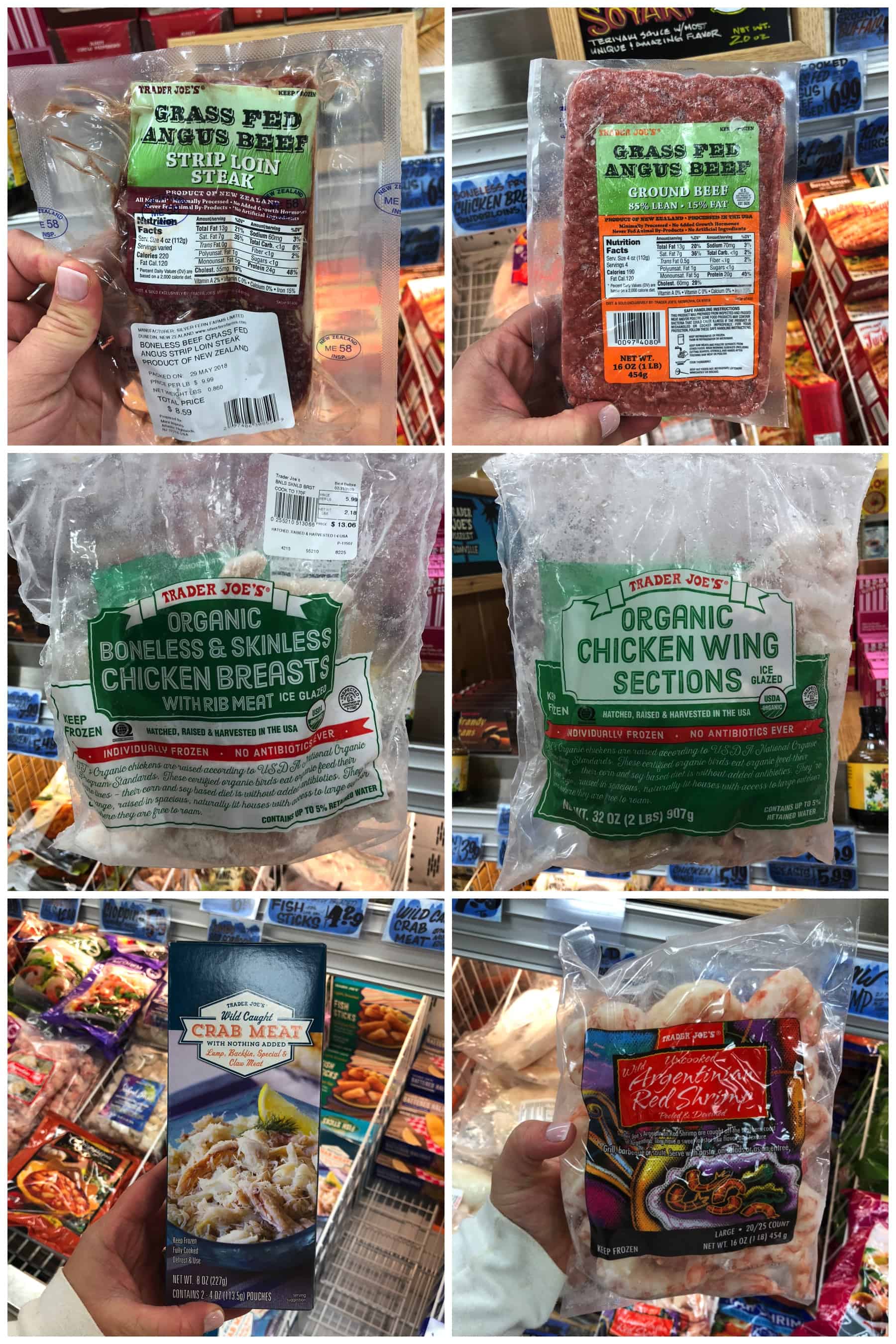 frozen meat and seafood for whole30 at Trader joe's