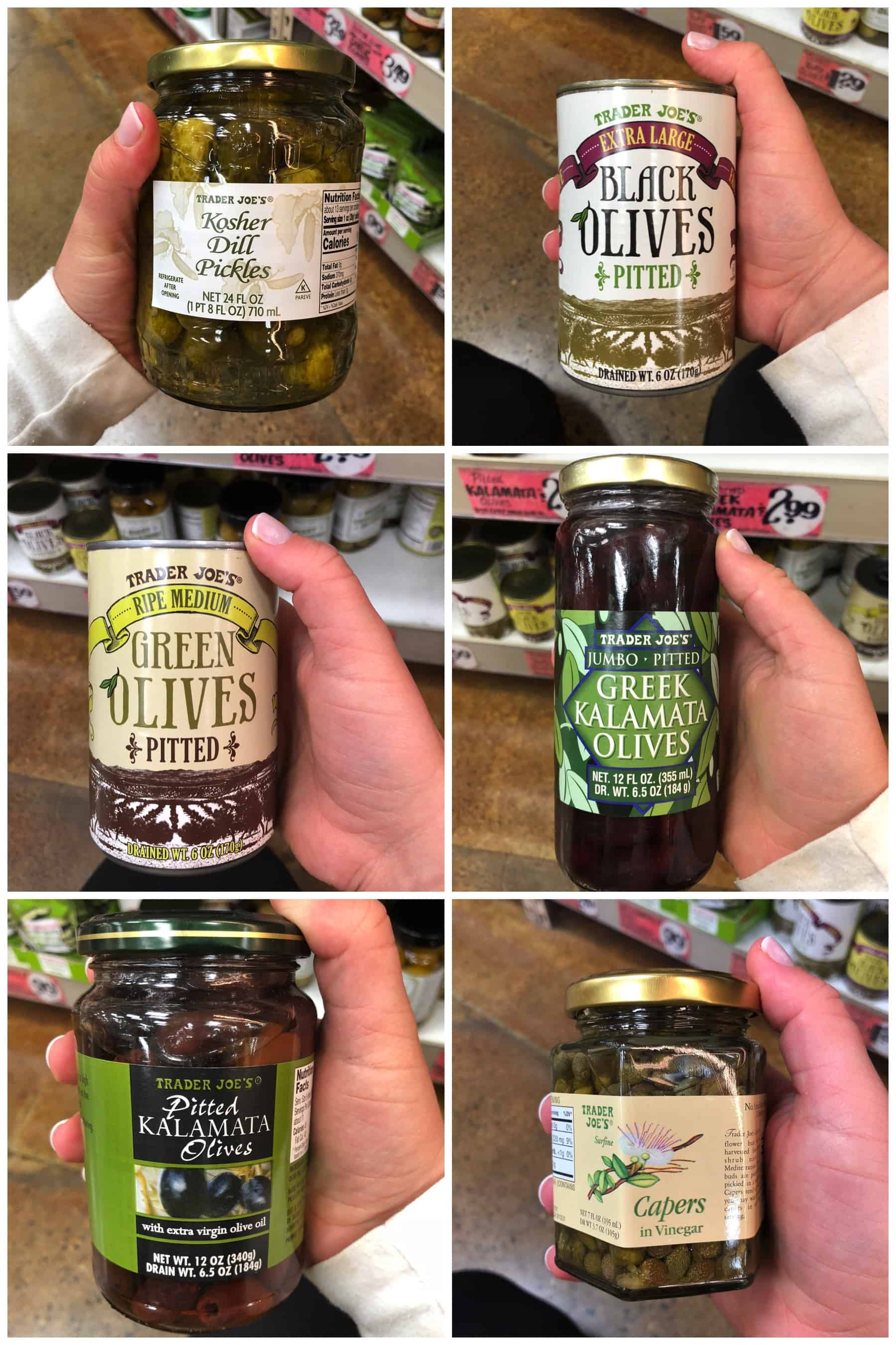 canned pickles and olives at trader Joe's 