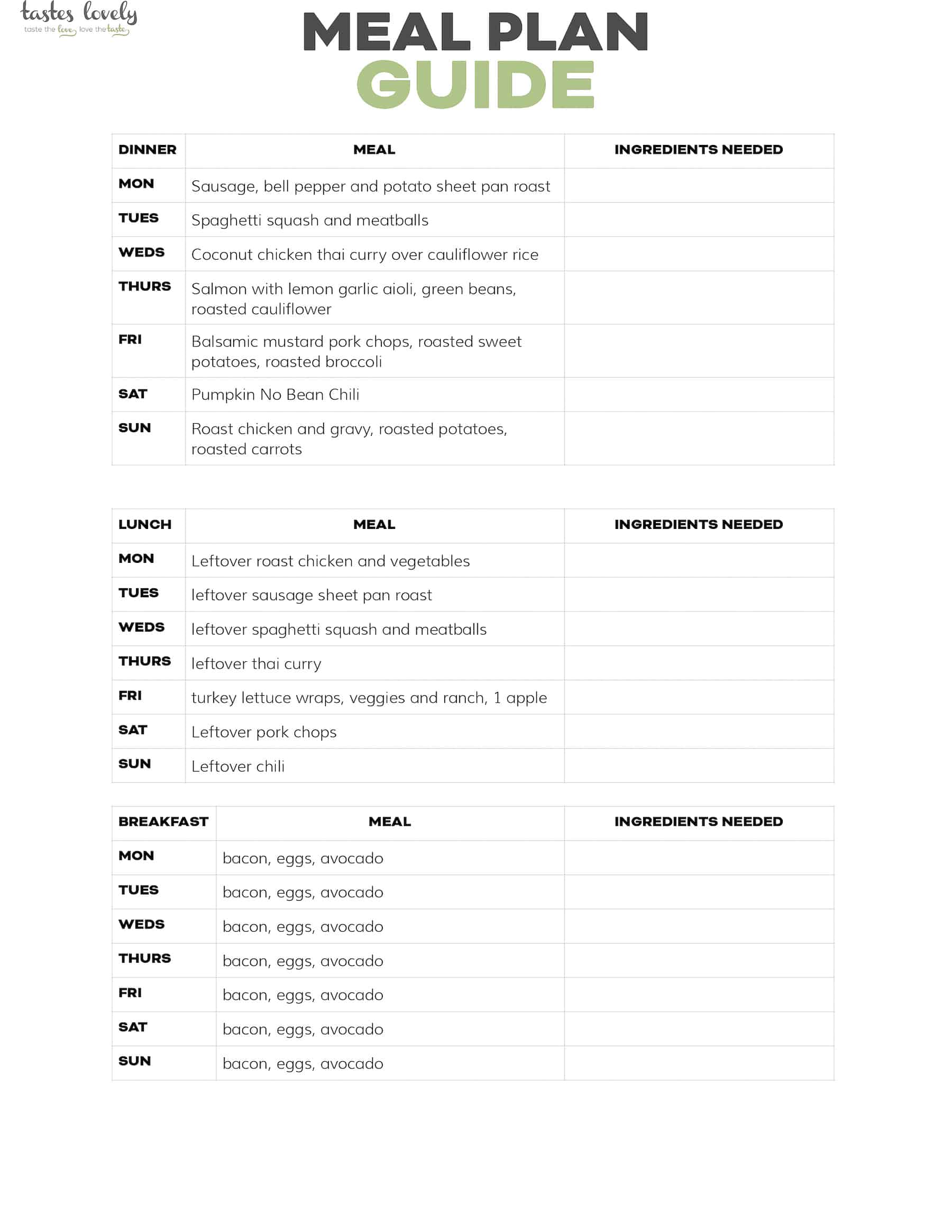 Whole30 meal plan