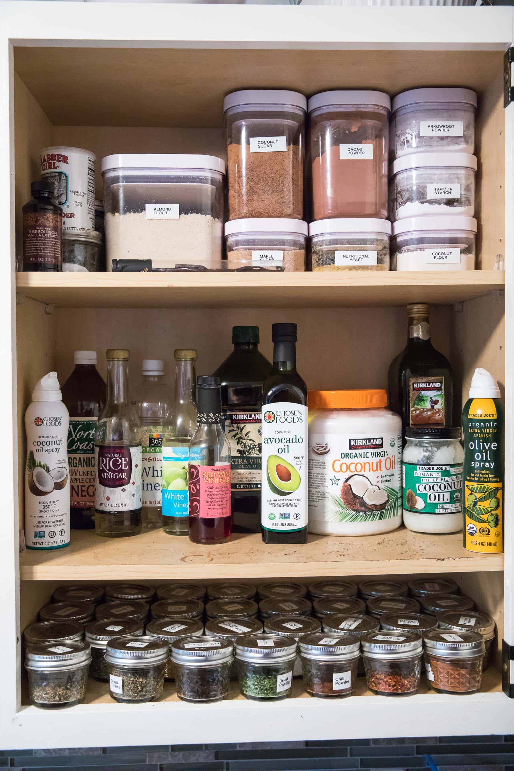 Whole30 stocked spice cabinet