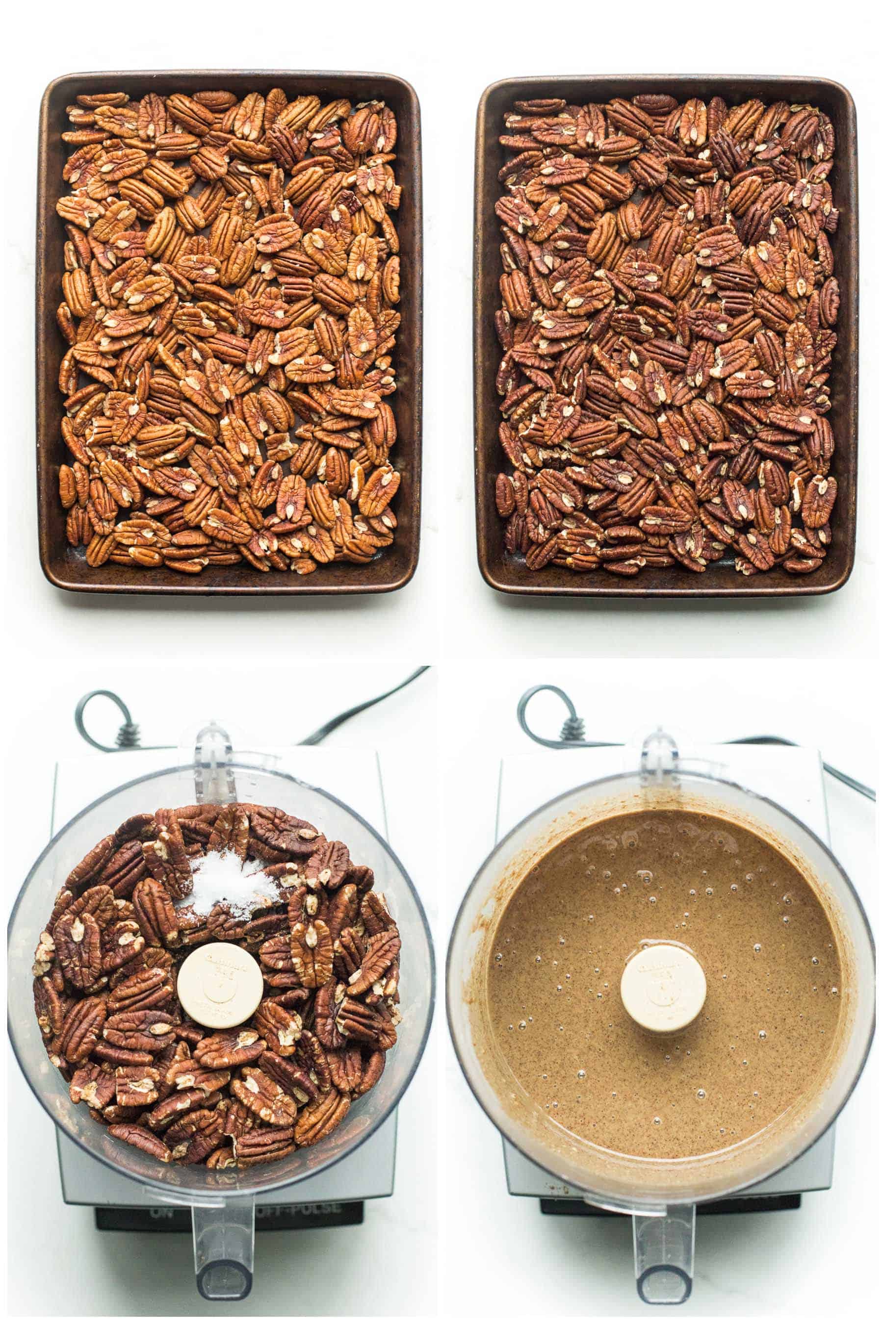 steps of making homemade pecan butter