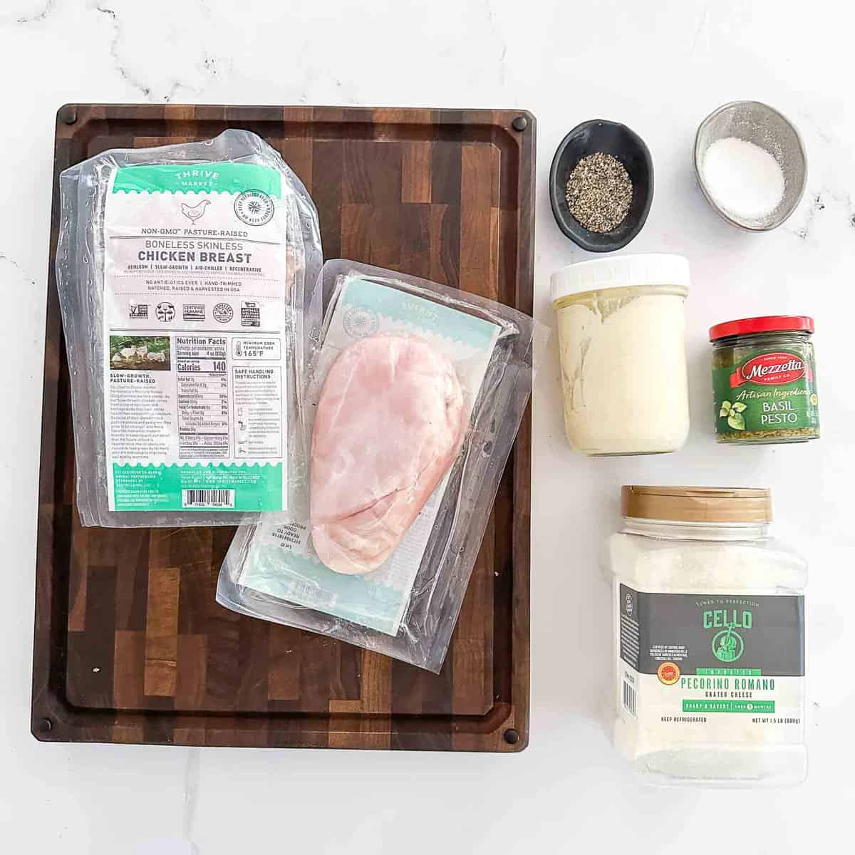 recipe ingredients on a wooden cutting board