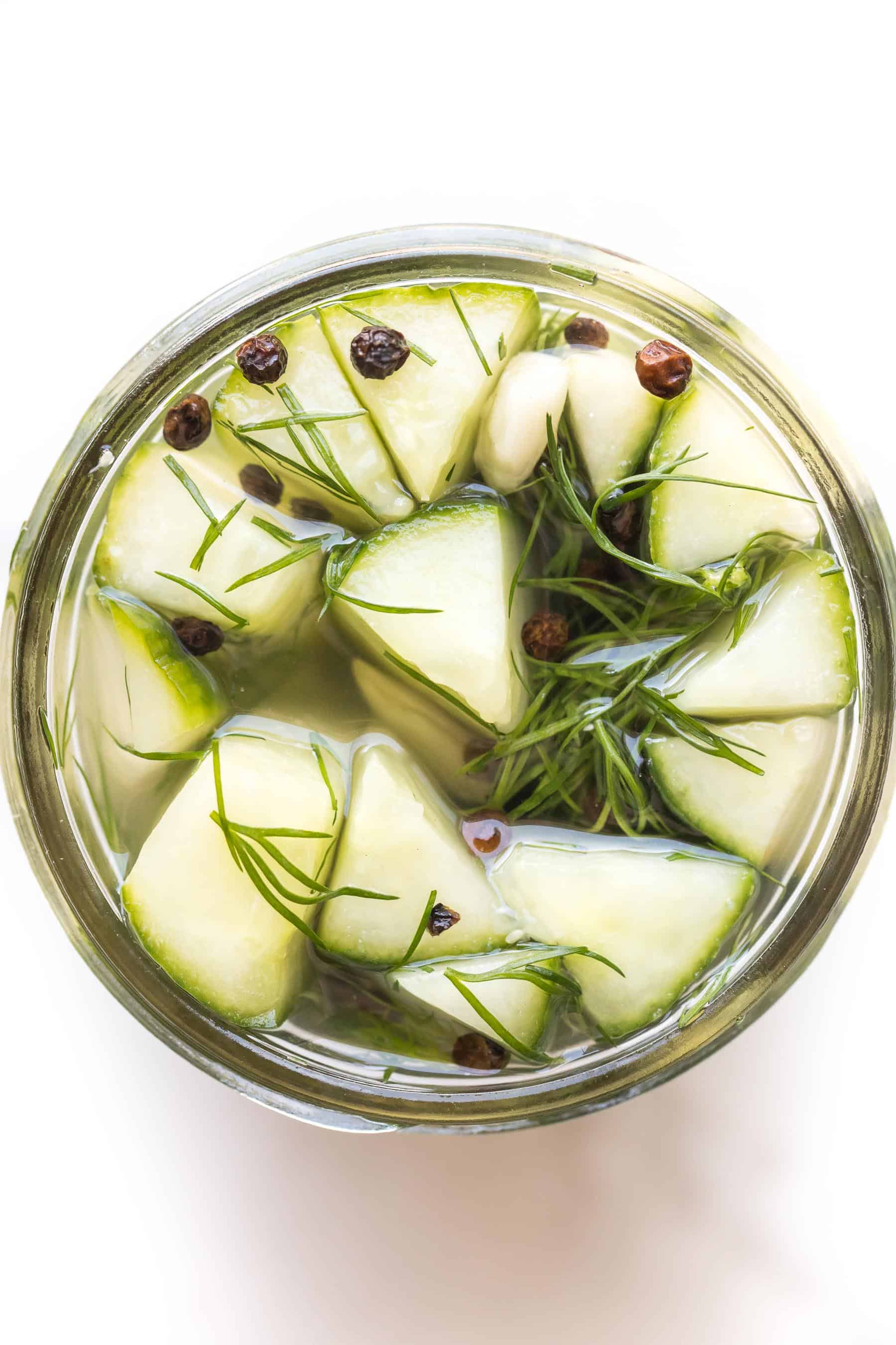 homemade pickles in a mason jar