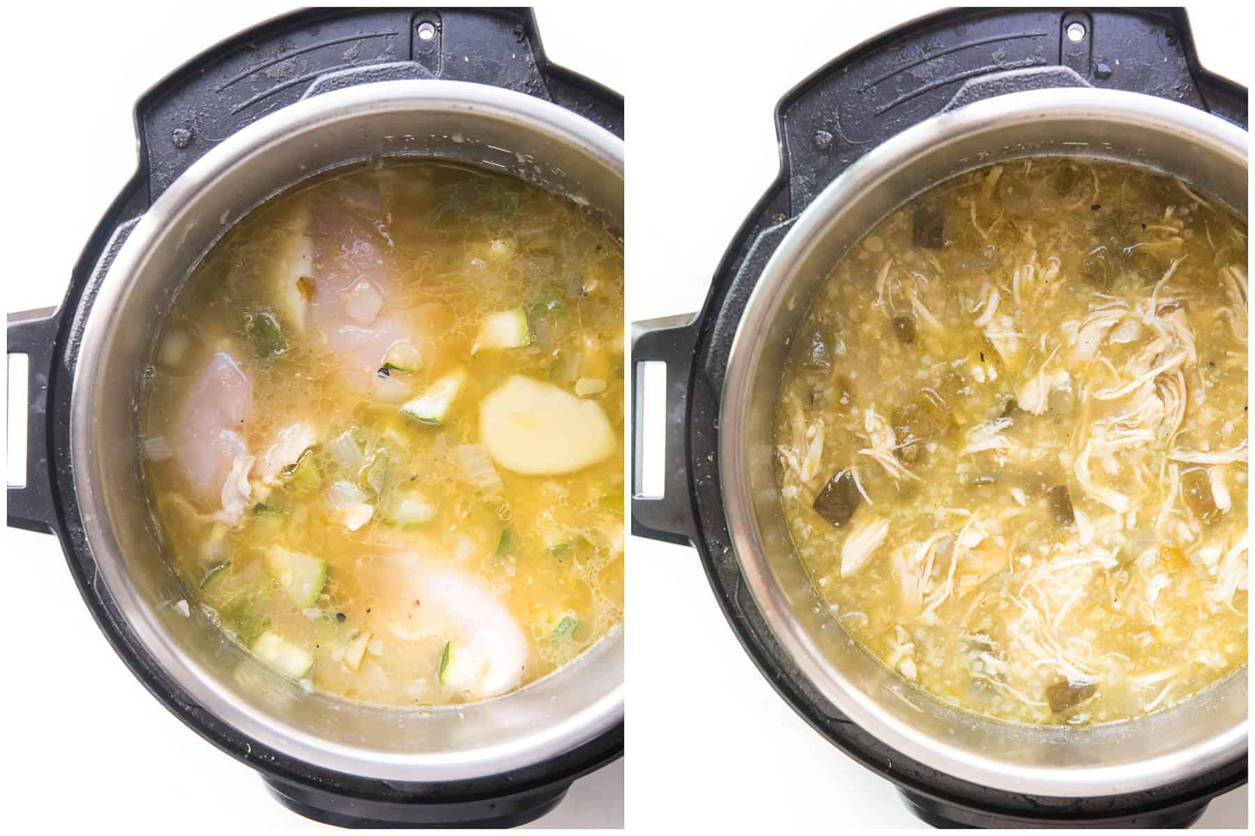 how to make verde chicken chili in an instant pot before and after cooking