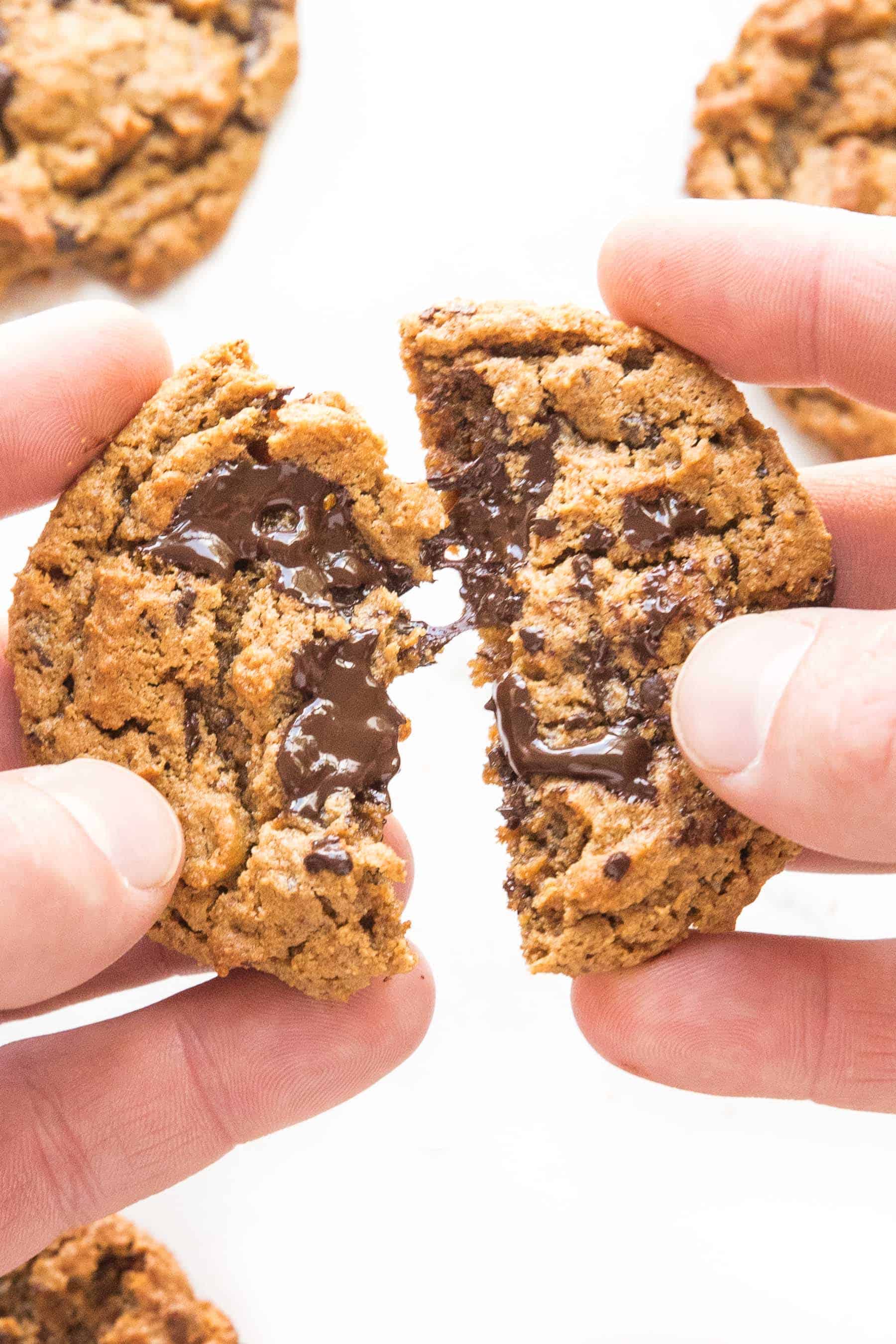 hand holding keto chocolate chip cookie