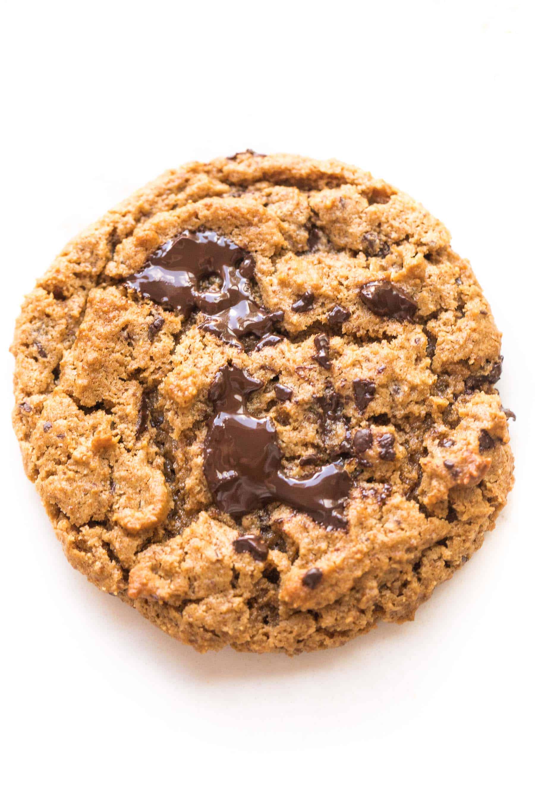 keto chocolate chip cookie on white background