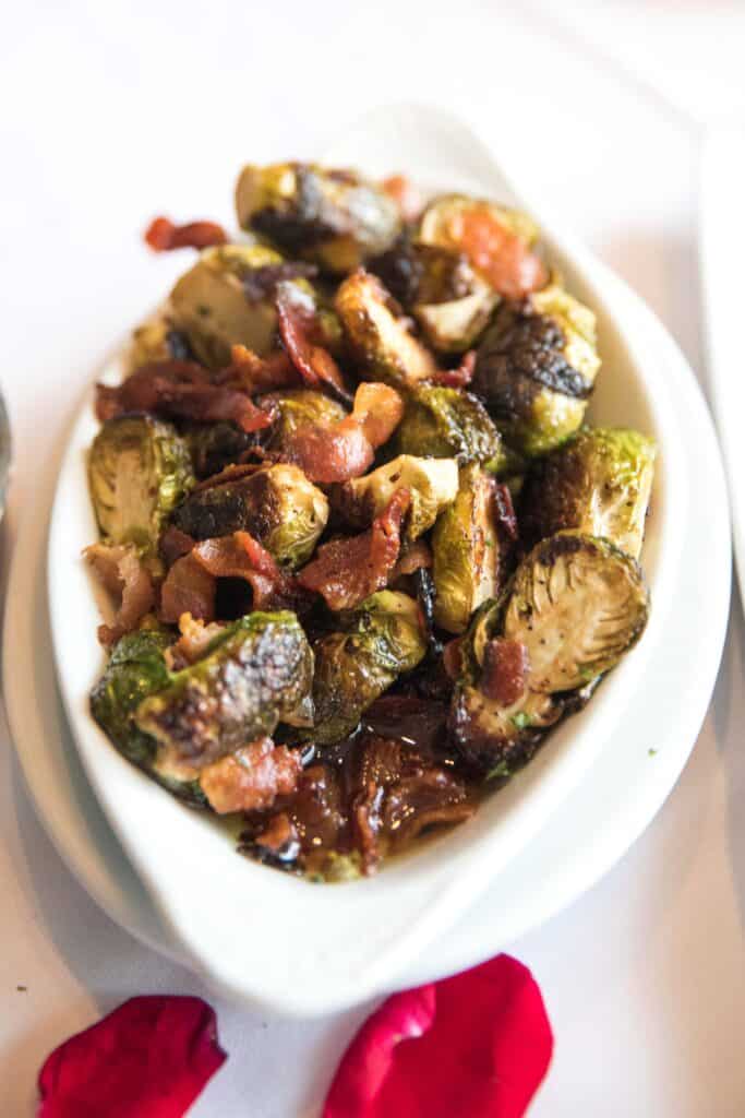 roasted brussles sprouts with bacon at ruth's chris steakhouse keto friendly menu