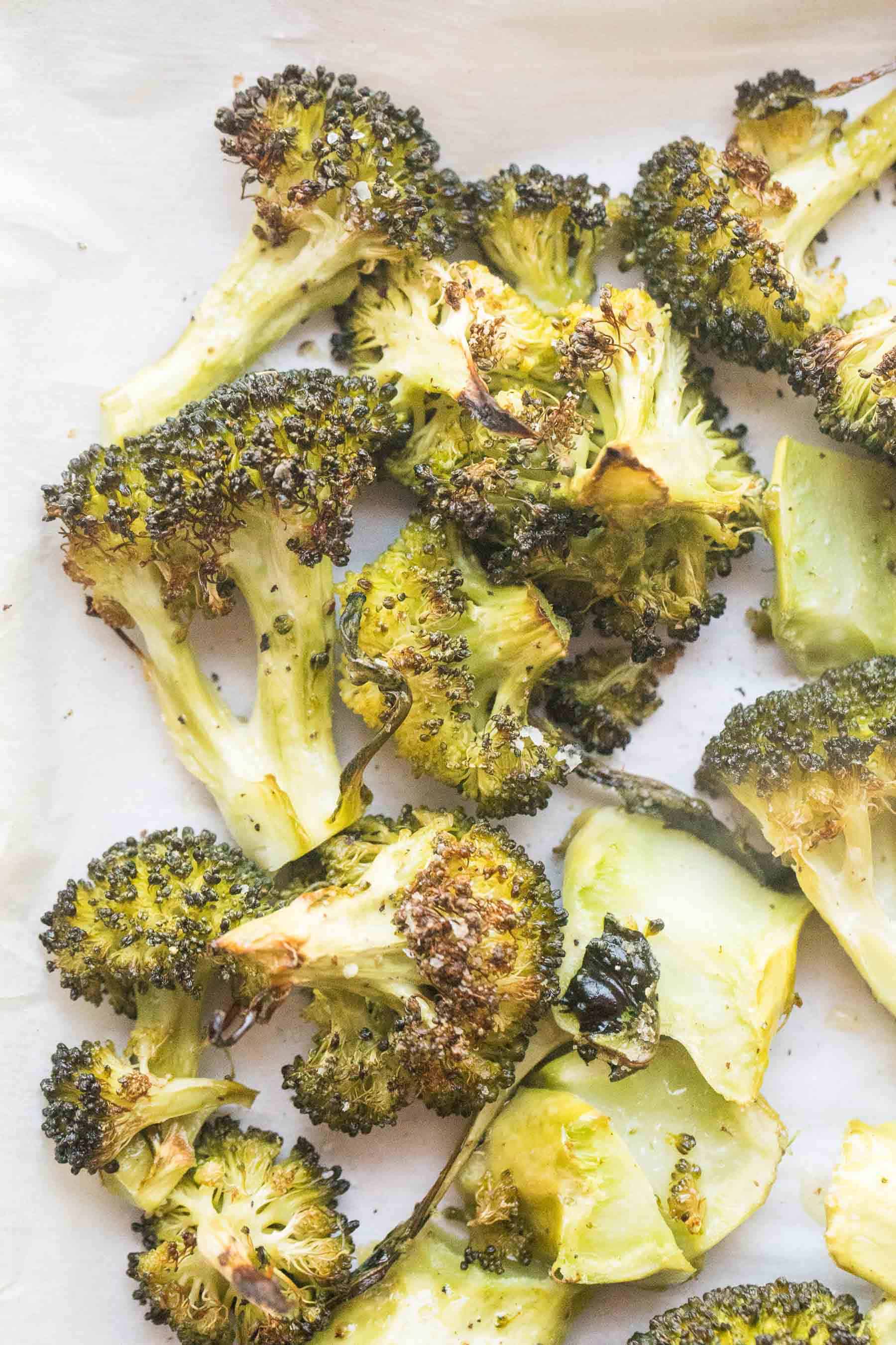 roasted broccoli on a sheet pan