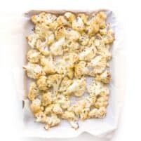 Roasted cauliflower on a sheet pan