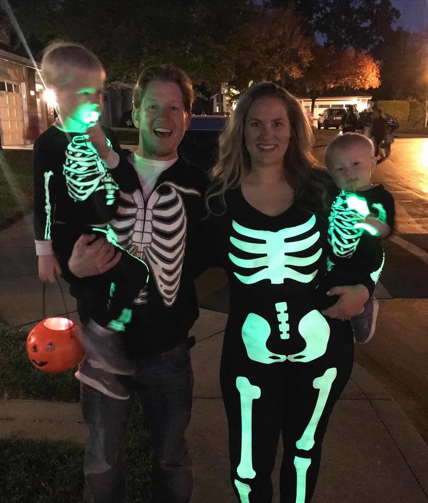 Glow in the dark skeleton family halloween costume