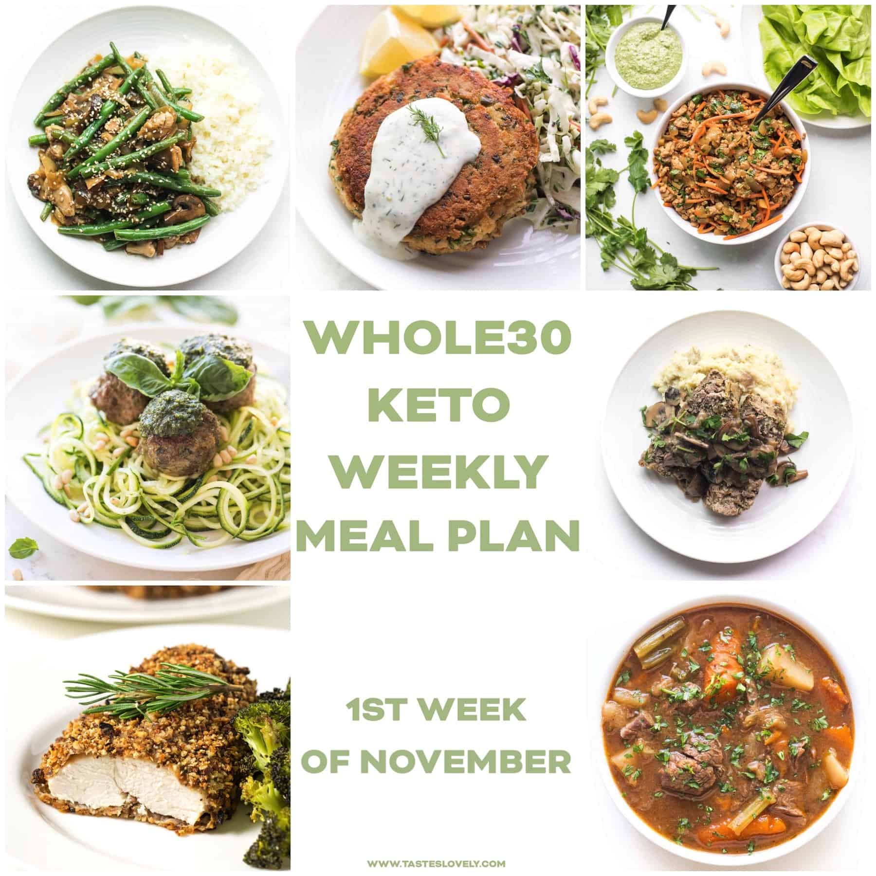 Whole30 keto weekly meal plan menu recipe roundup November week 1