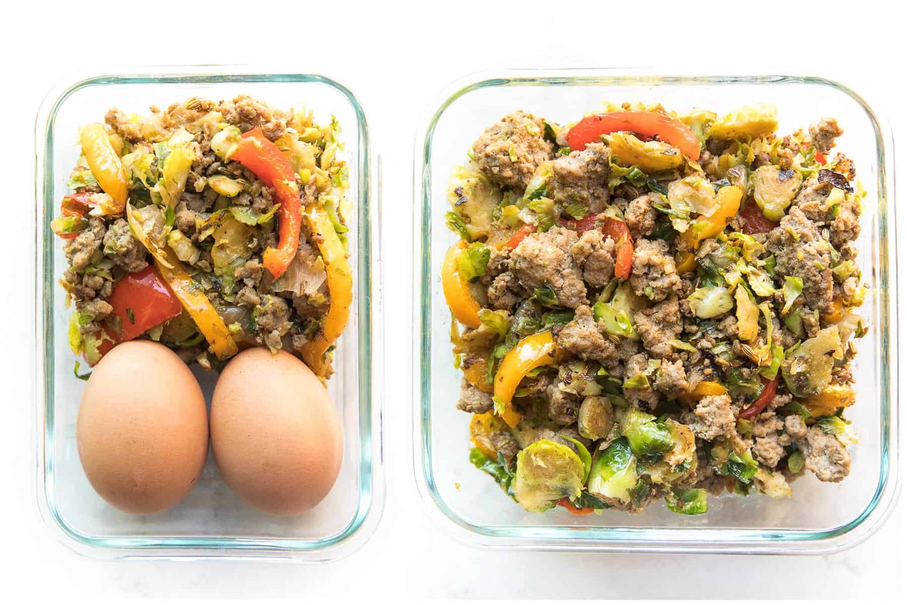 meal prep whole30 + keto brussels hash