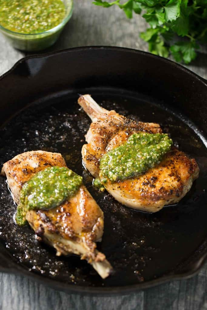 Pork Chops with Orange Pecan Pesto (Paleo, Gluten Free, Whole30, Low Carb)