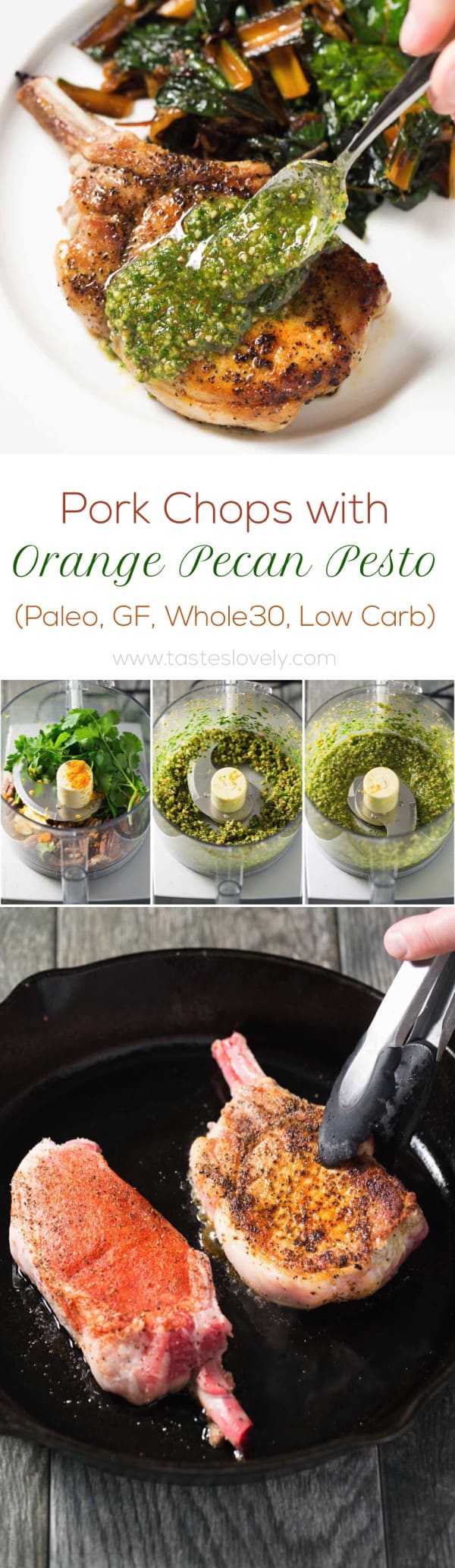 Pork Chops with Orange Pecan Pesto (Paleo, Gluten Free, Whole30, Low Carb)