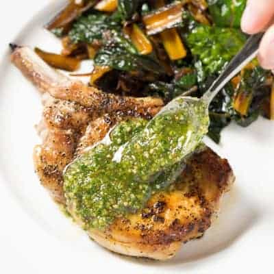 Pork Chops with Orange Pecan Pesto | tasteslovely.com