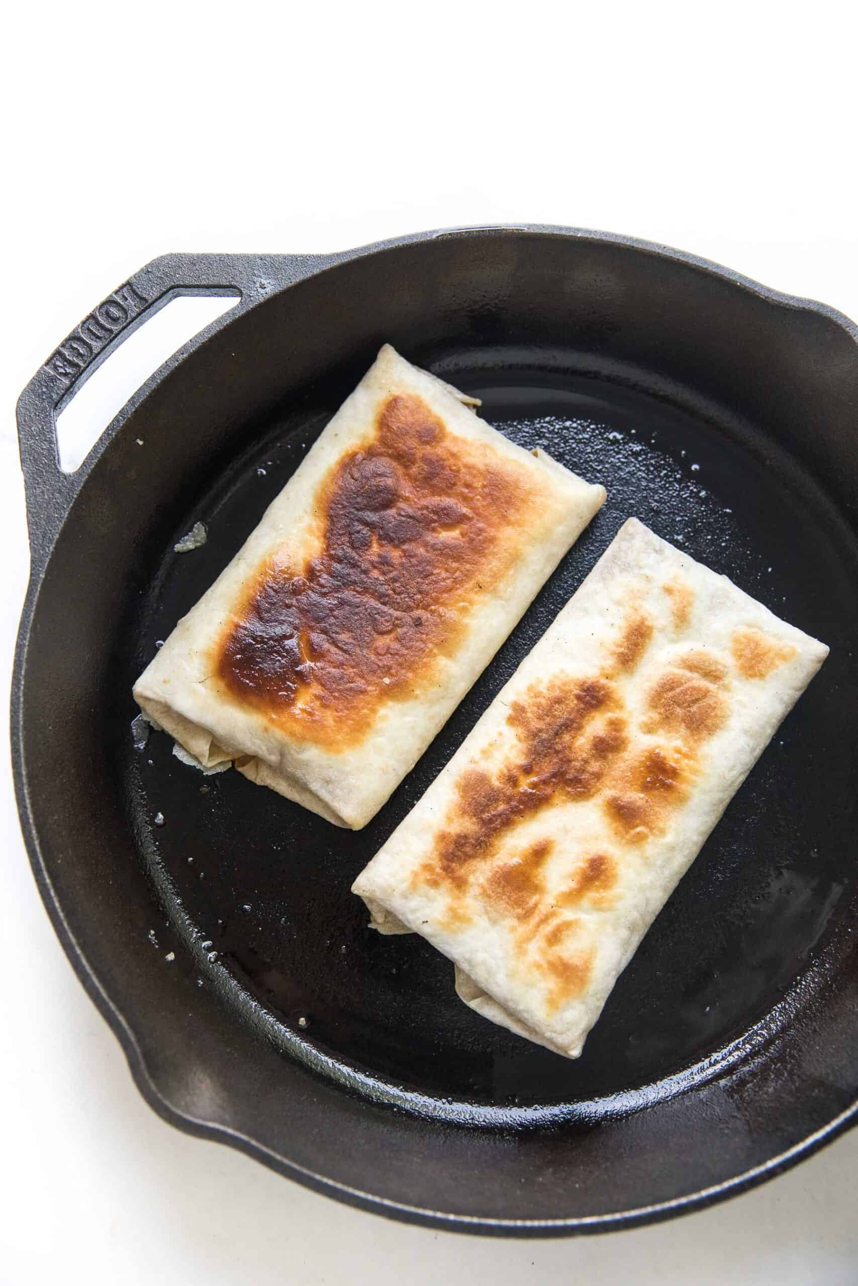 CRISPY BURRITOS IN A CAST IRON SKILLET