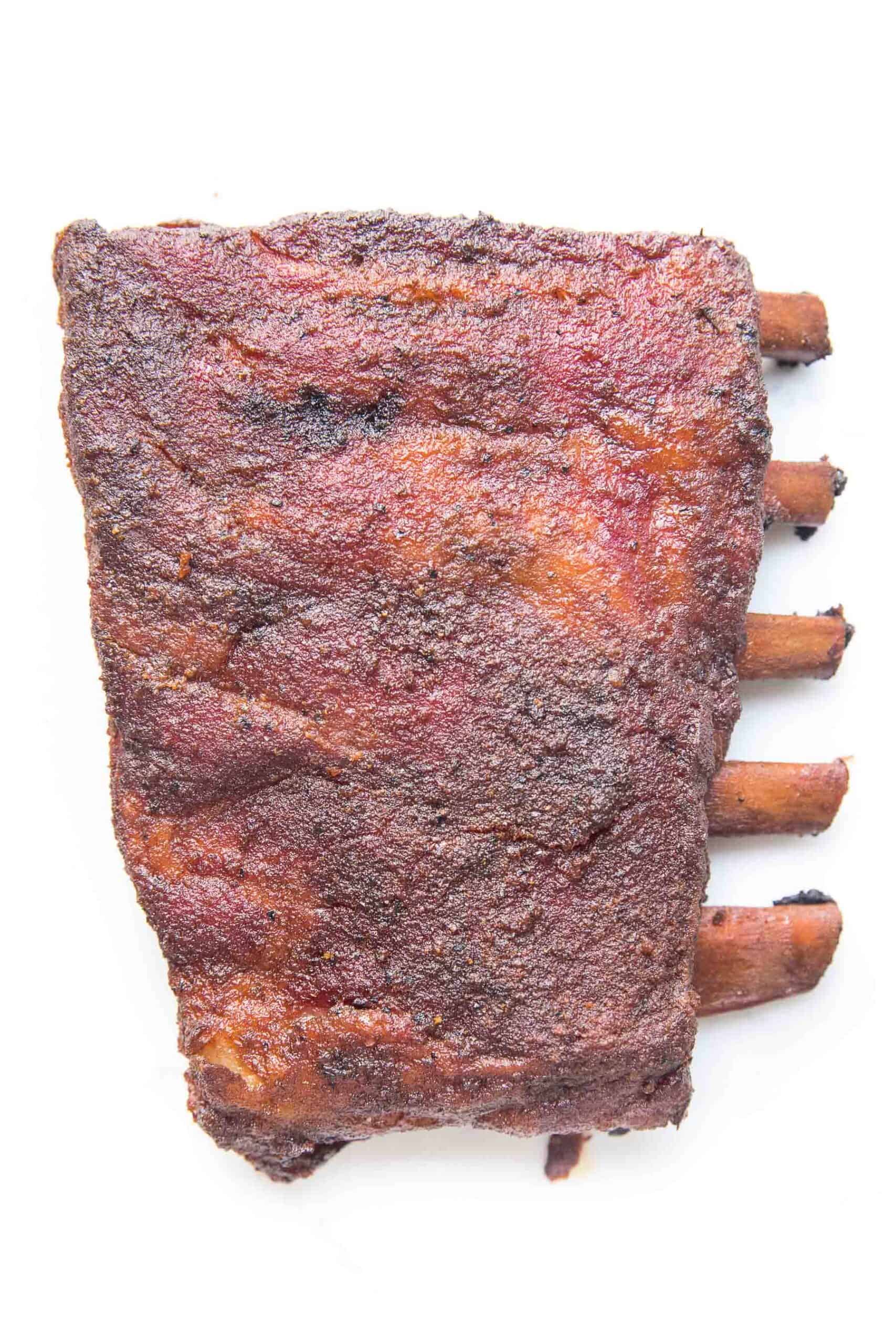 smoked ribs on a white background