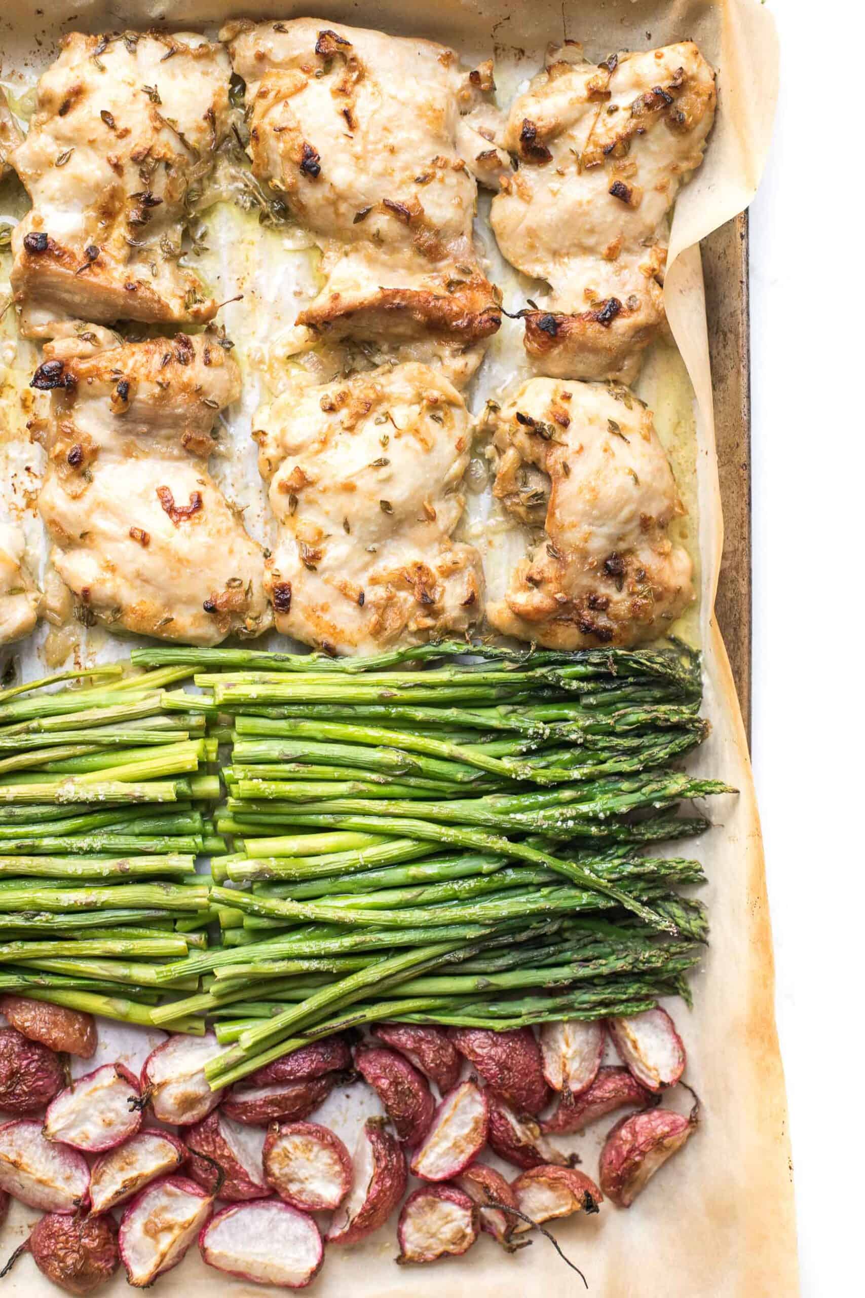 Keto Sheet Pan Dijon Chicken + Radishes