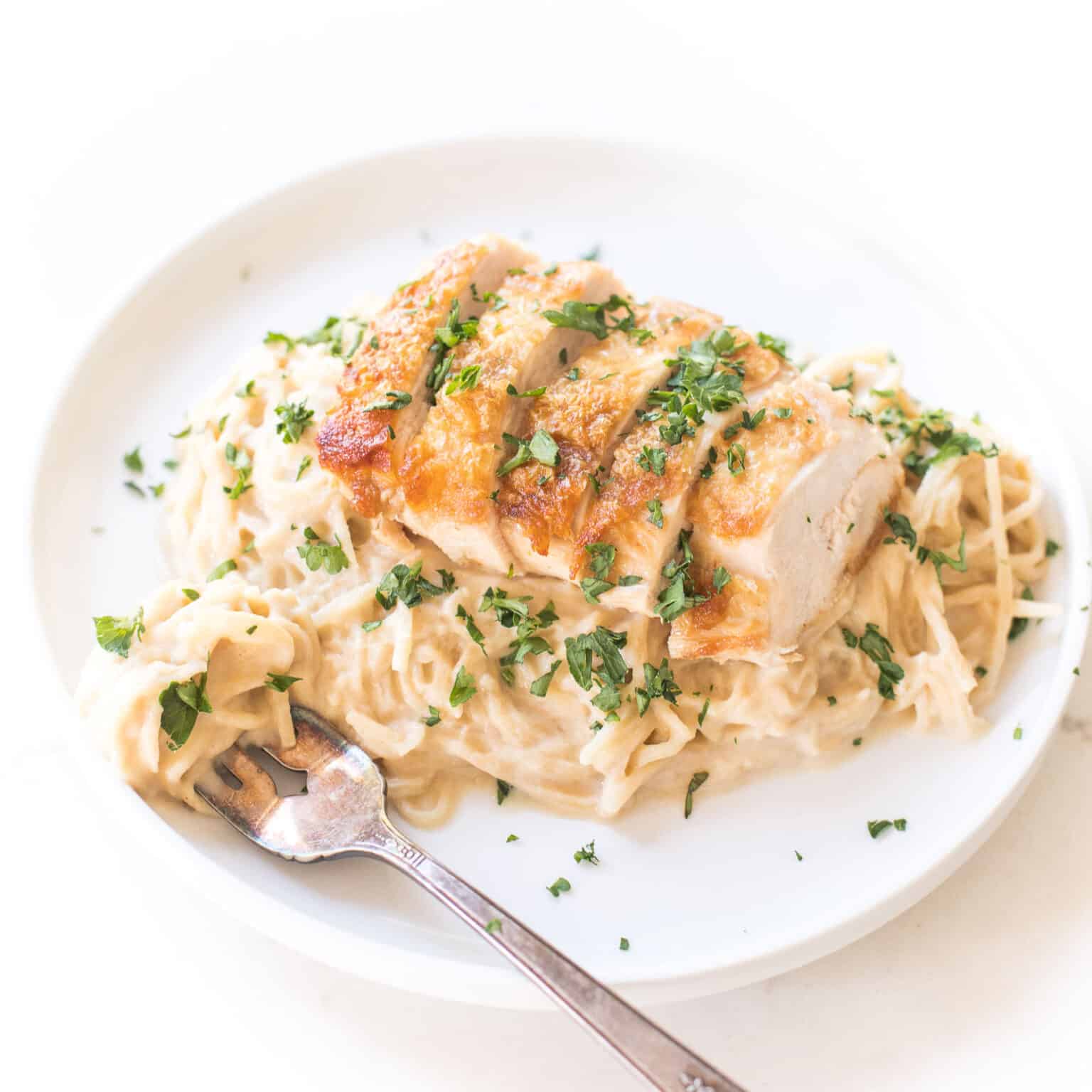 Whole30 + Keto Chicken Cauliflower Alfredo Pasta Tastes Lovely