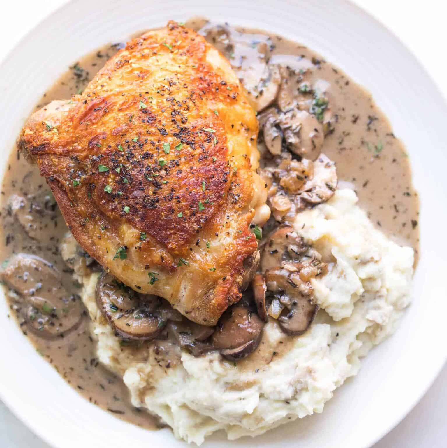 Whole30 + Keto Creamy Mushroom Chicken Thighs - Tastes Lovely