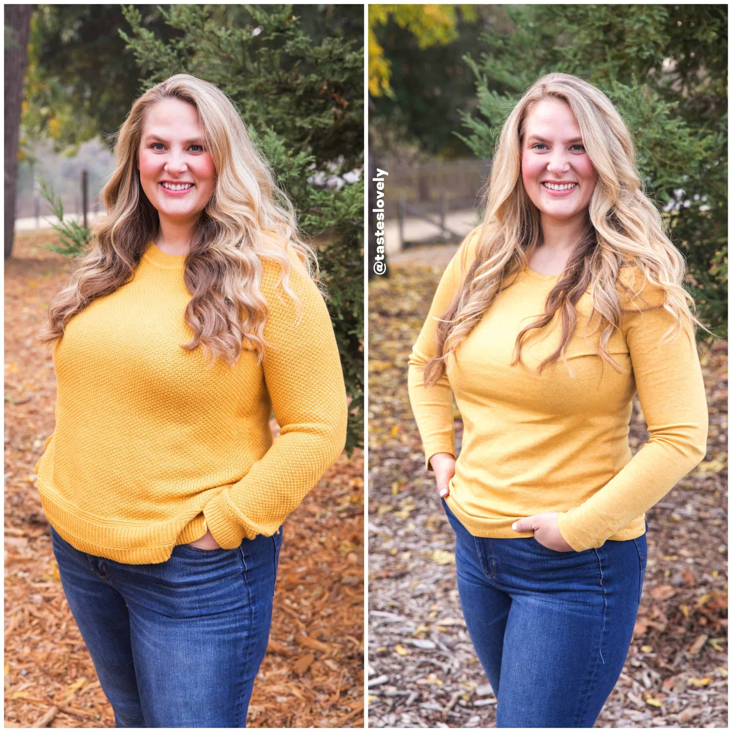 two side by side photos showing weight loss