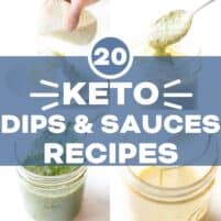 a pinterest image showing photos of keto sauces and keto dips