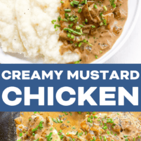 pinteresting long pin for this creamy mustard chicken recipe