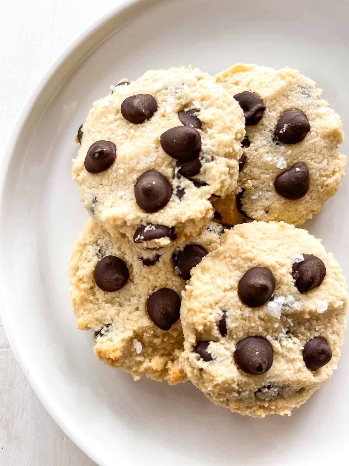 chocolate chip cookies on a white plate