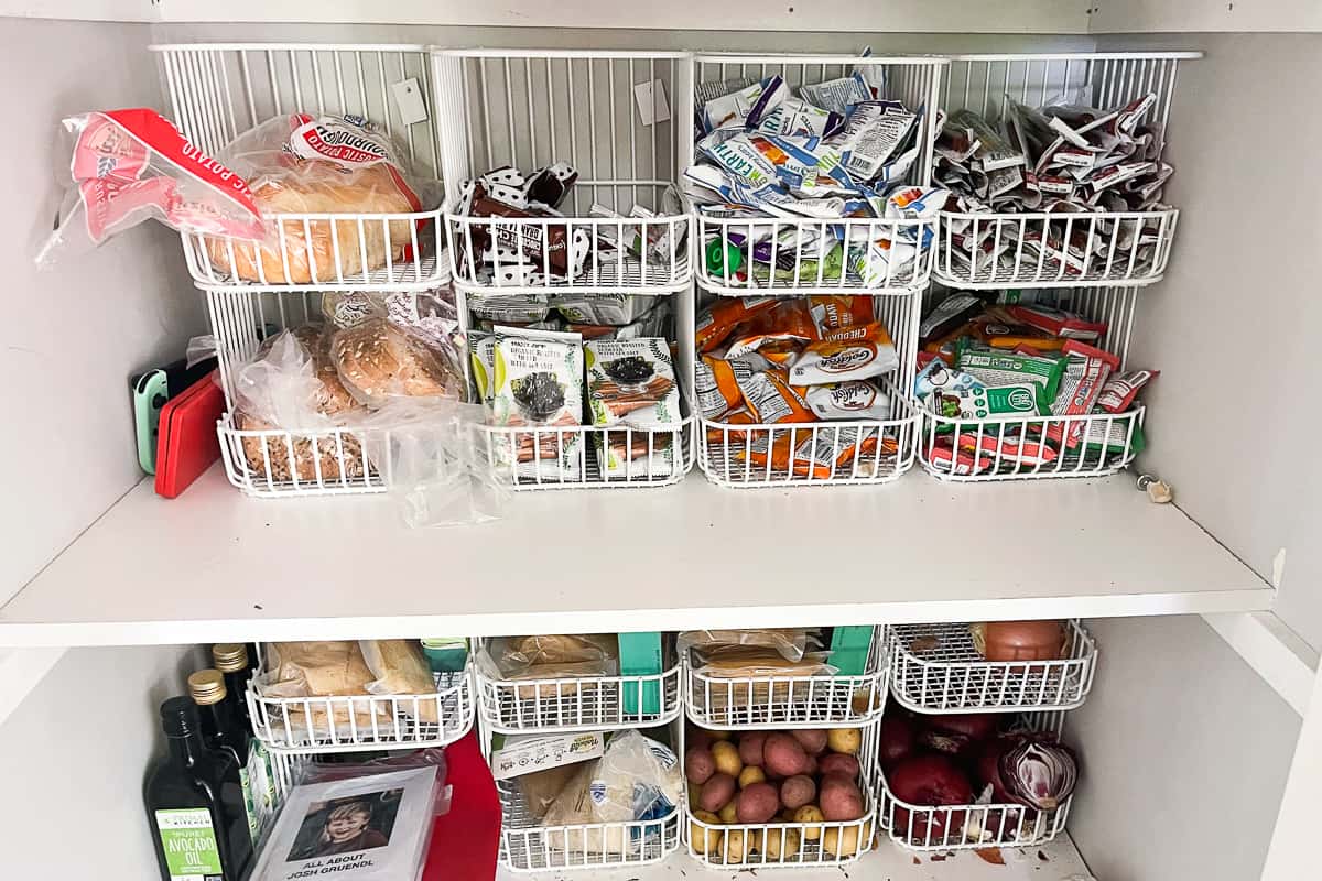 Pantry Organization Ideas: Food Storage Containers and Wire Baskets