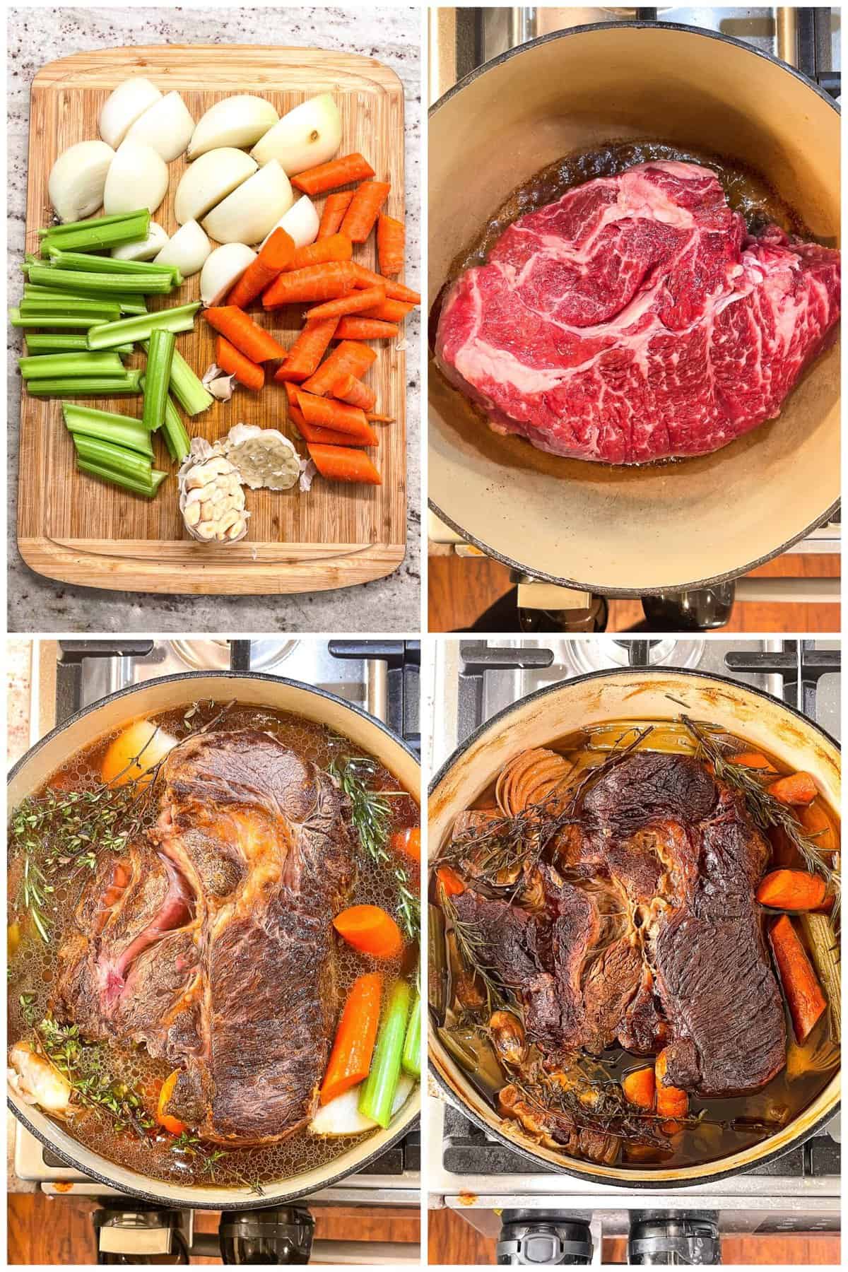 step by step photos showing how to make this dutch oven pot roast recipe