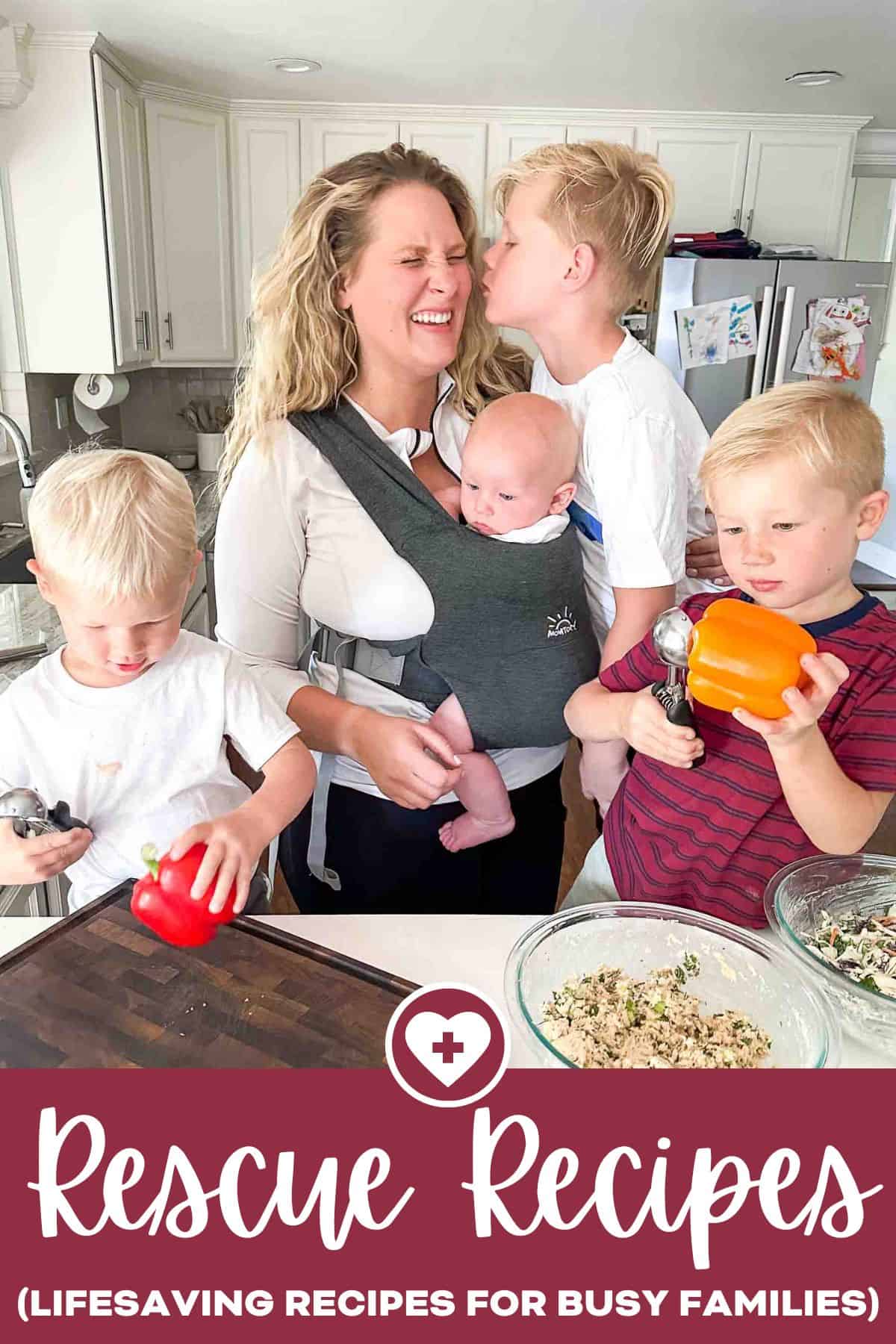 rescue recipes photo with a mom and her four sons