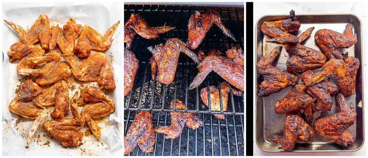 wings cooking on grill grates
