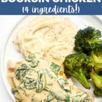 pinterest image for creamy boursin chicken